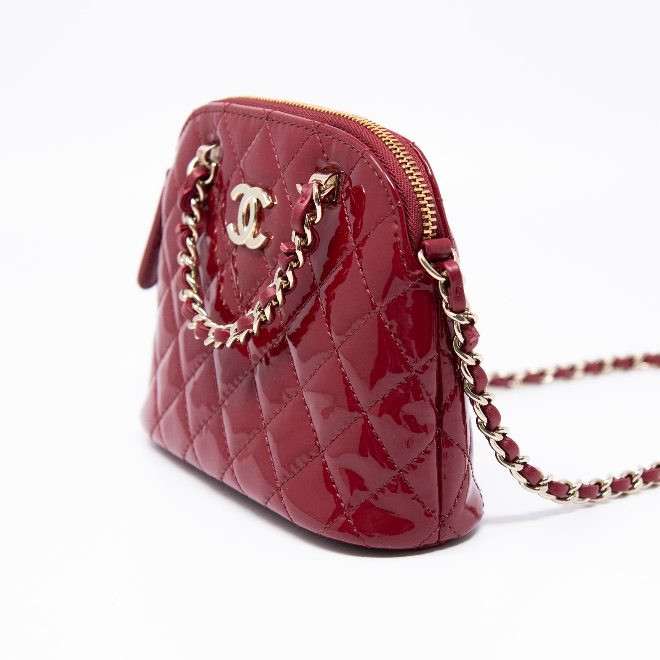 Chanel Red Mini Coco Clutch With Chain