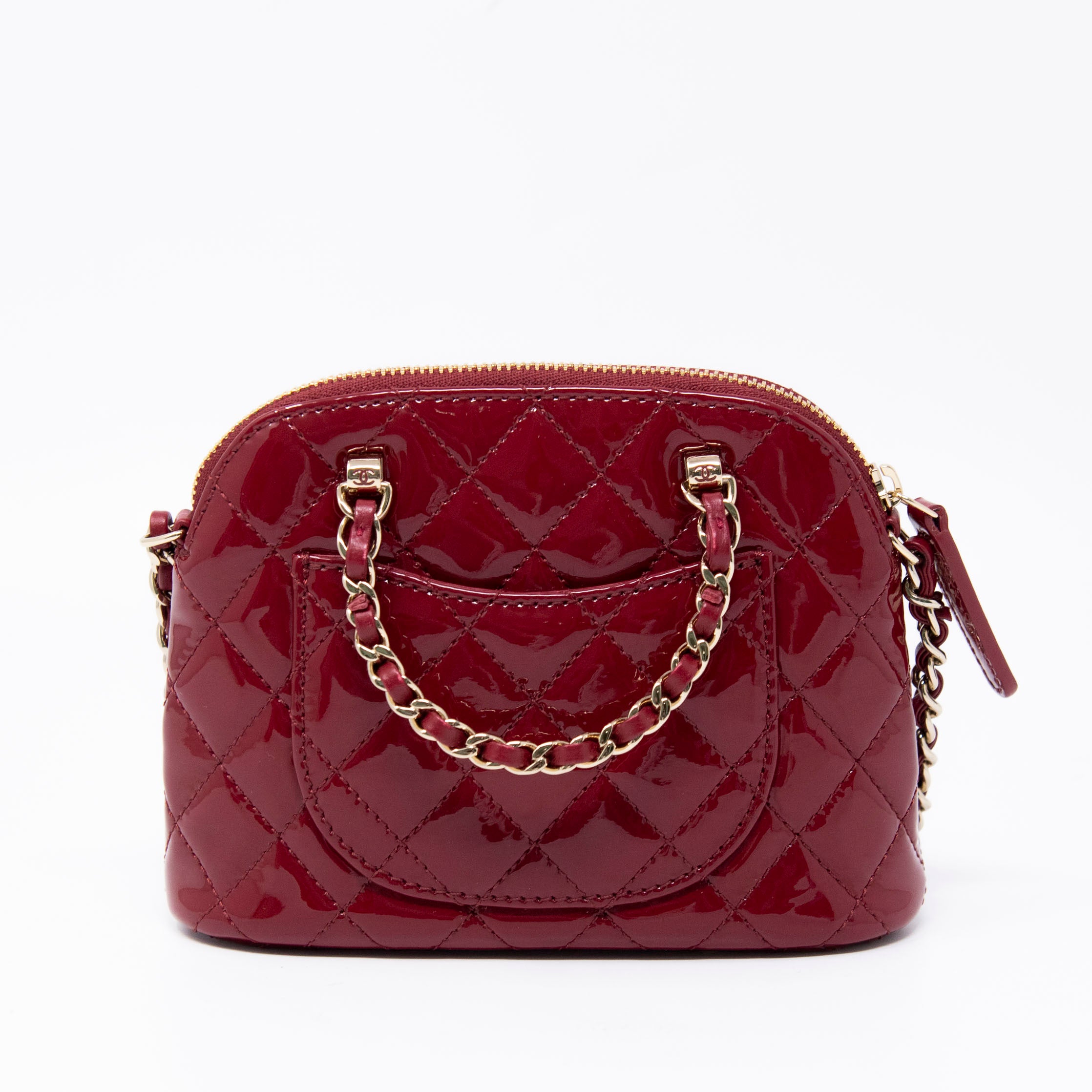 Chanel Red Mini Coco Clutch With Chain
