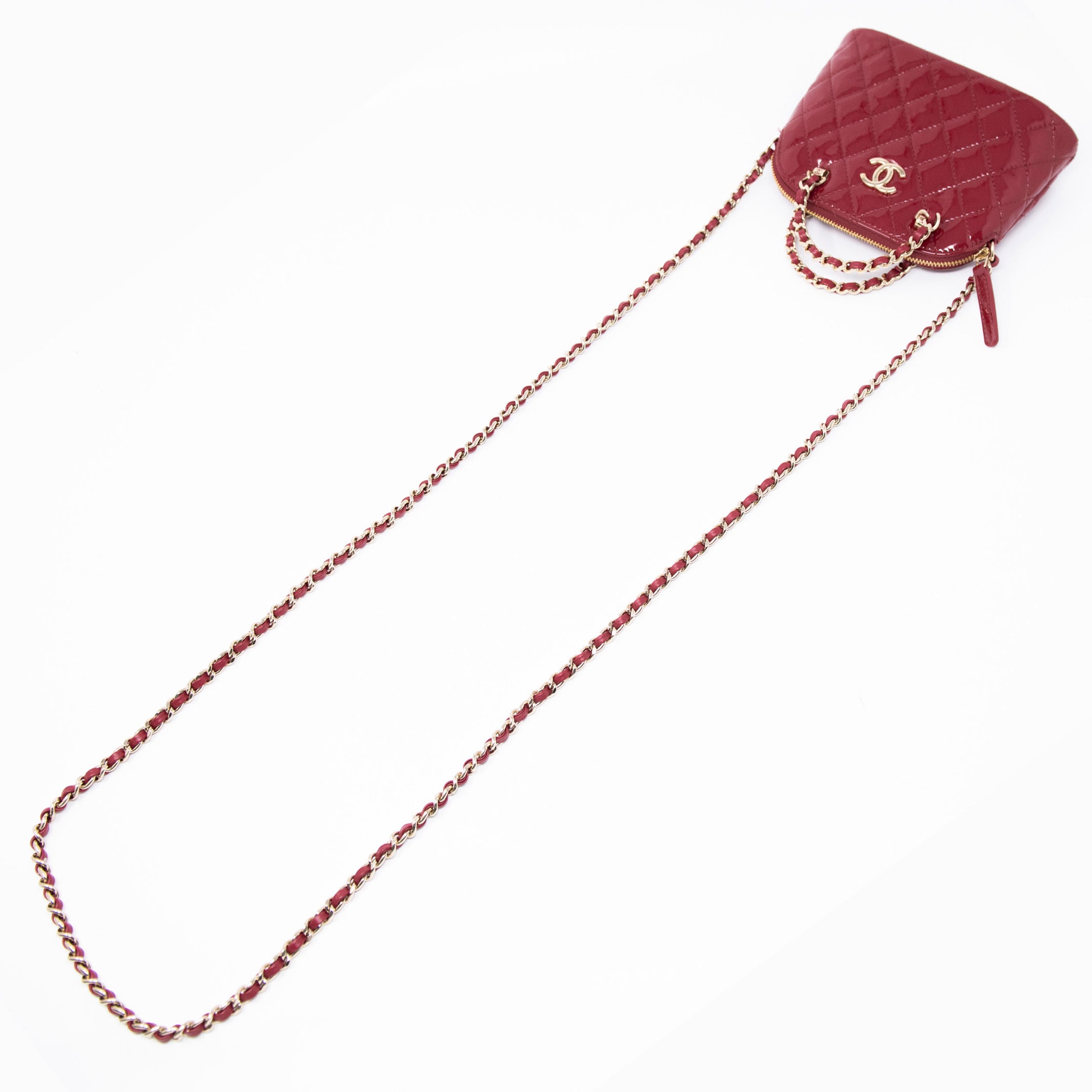 Chanel Red Mini Coco Clutch With Chain