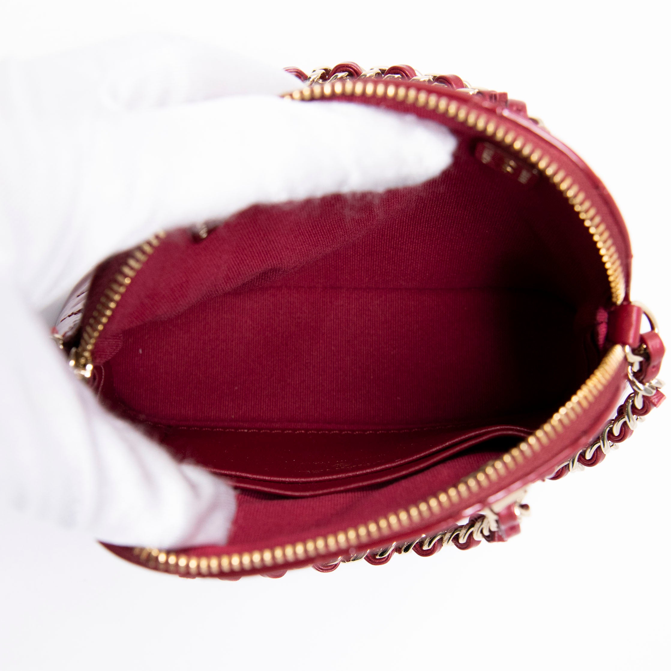 Chanel Red Mini Coco Clutch With Chain
