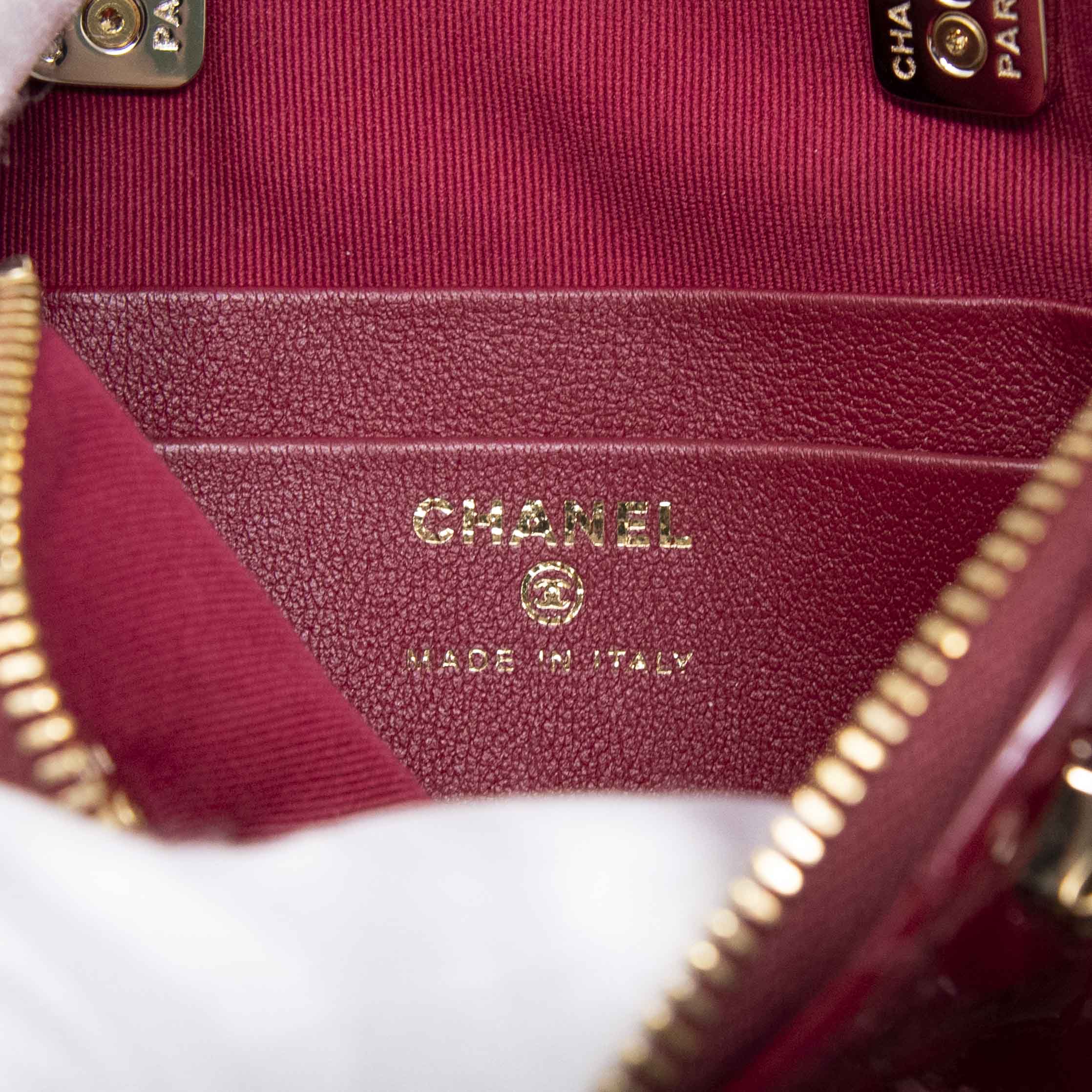 Chanel Red Mini Coco Clutch With Chain