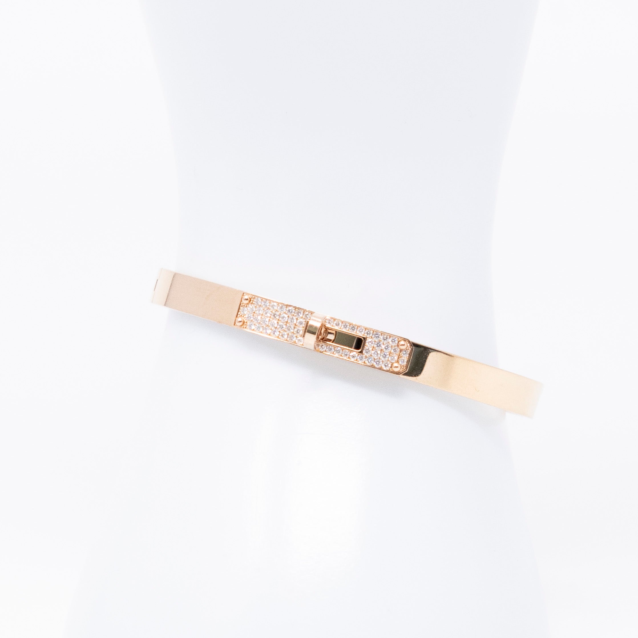 Hermes Rose Gold Diamond Kelly Bracelet SH