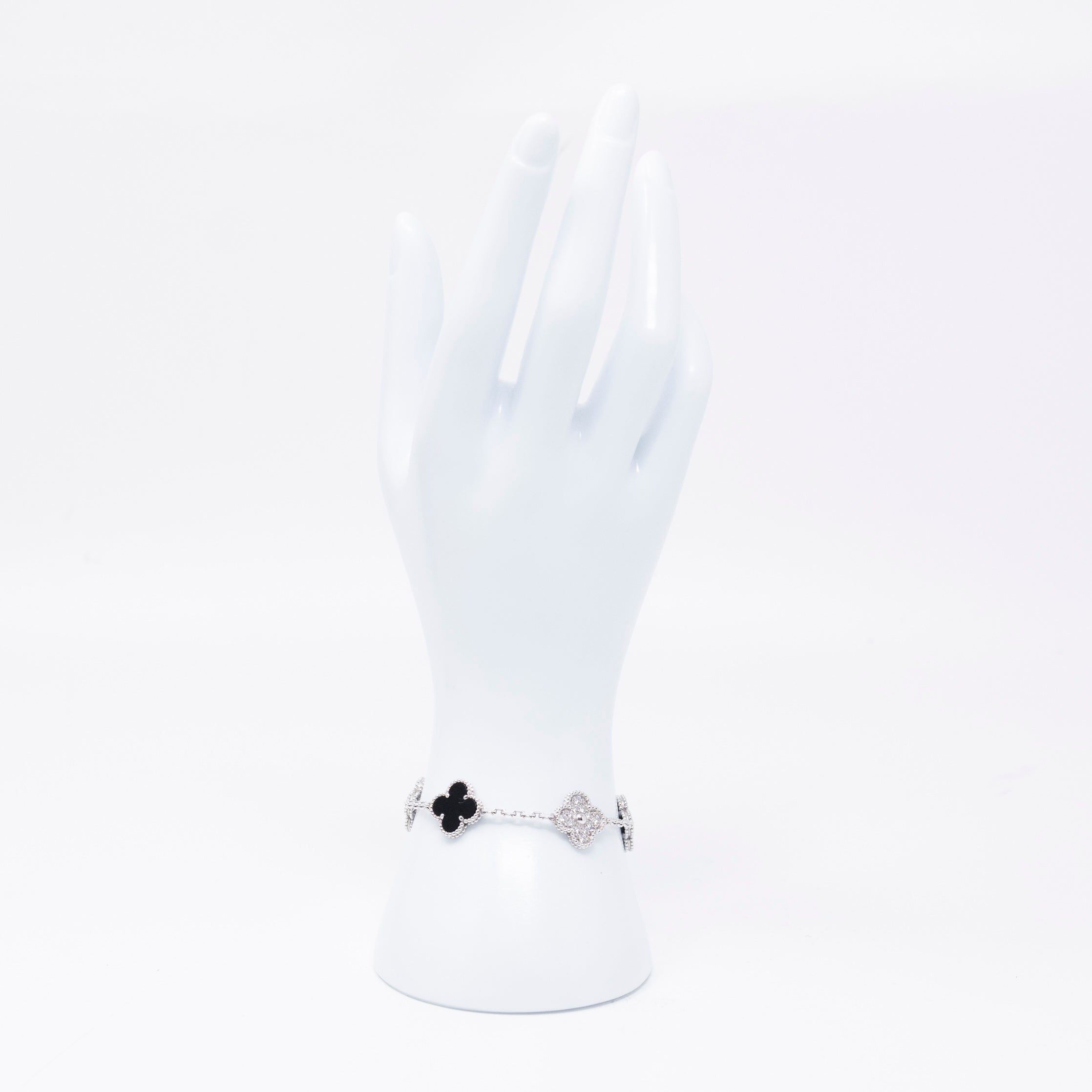 Van Cleef & Arpels 5 Motif Diamond Onyx Bracelet