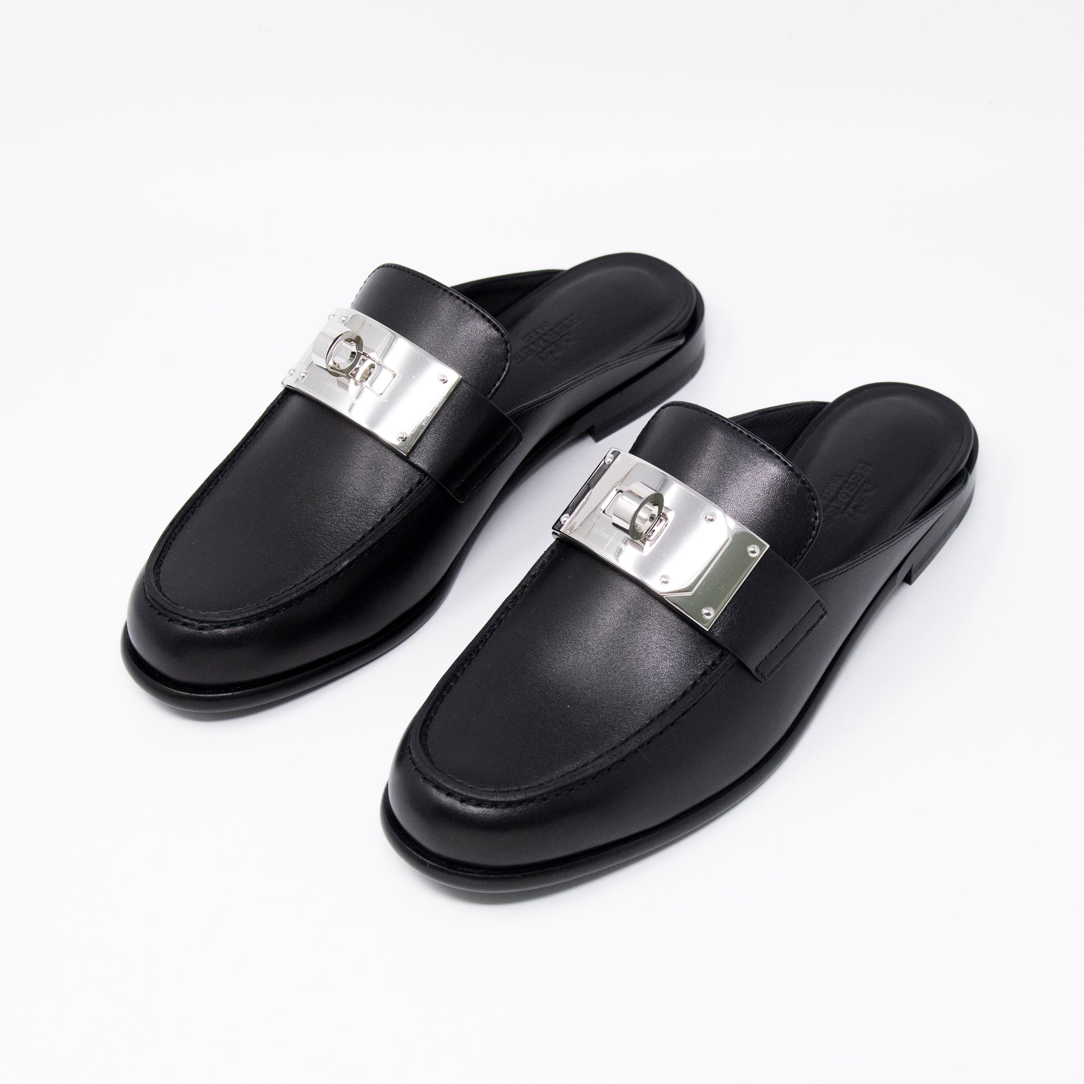 Hermes Noir Iota Mules 36