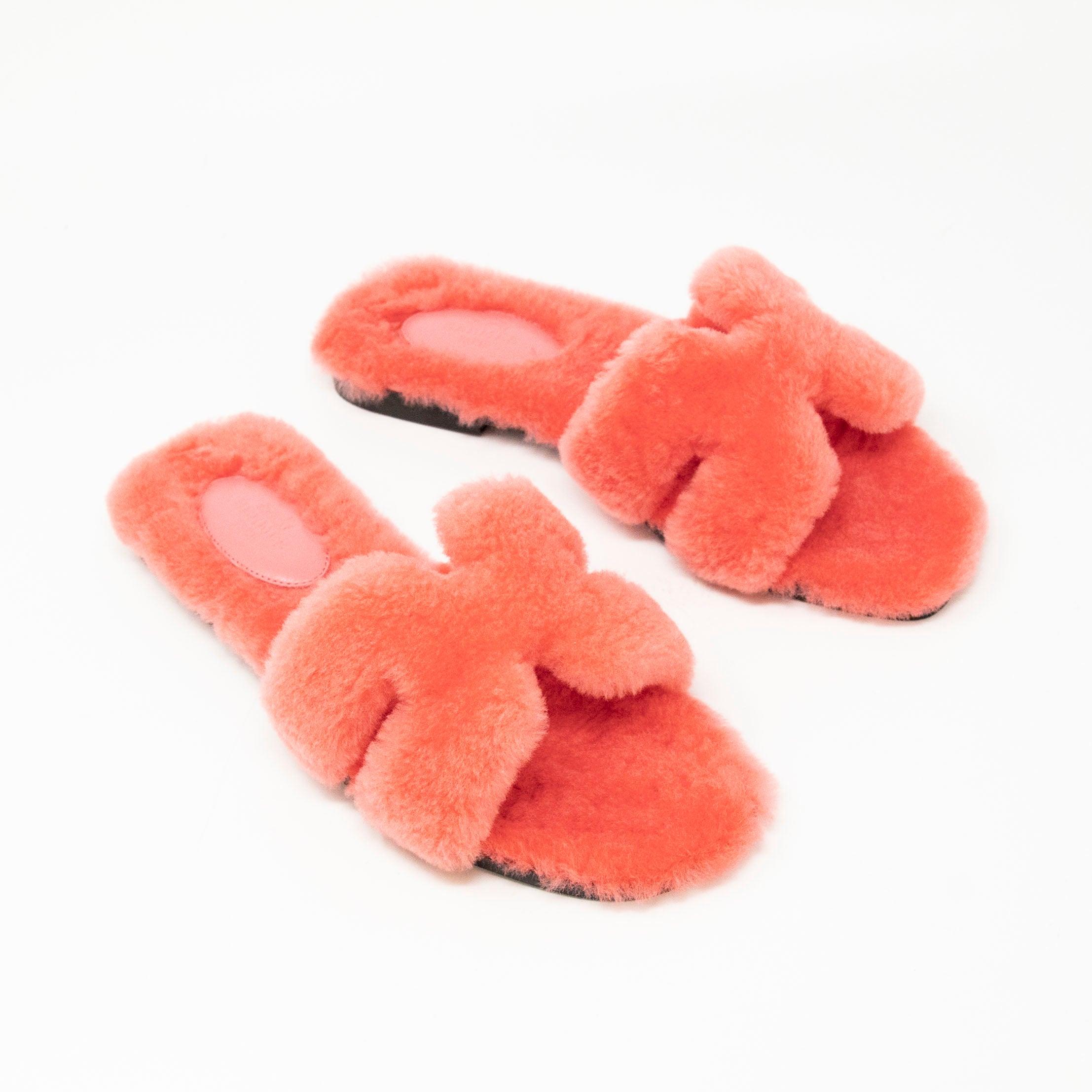 Hermes Rose Du Desert Shearling Oran 37