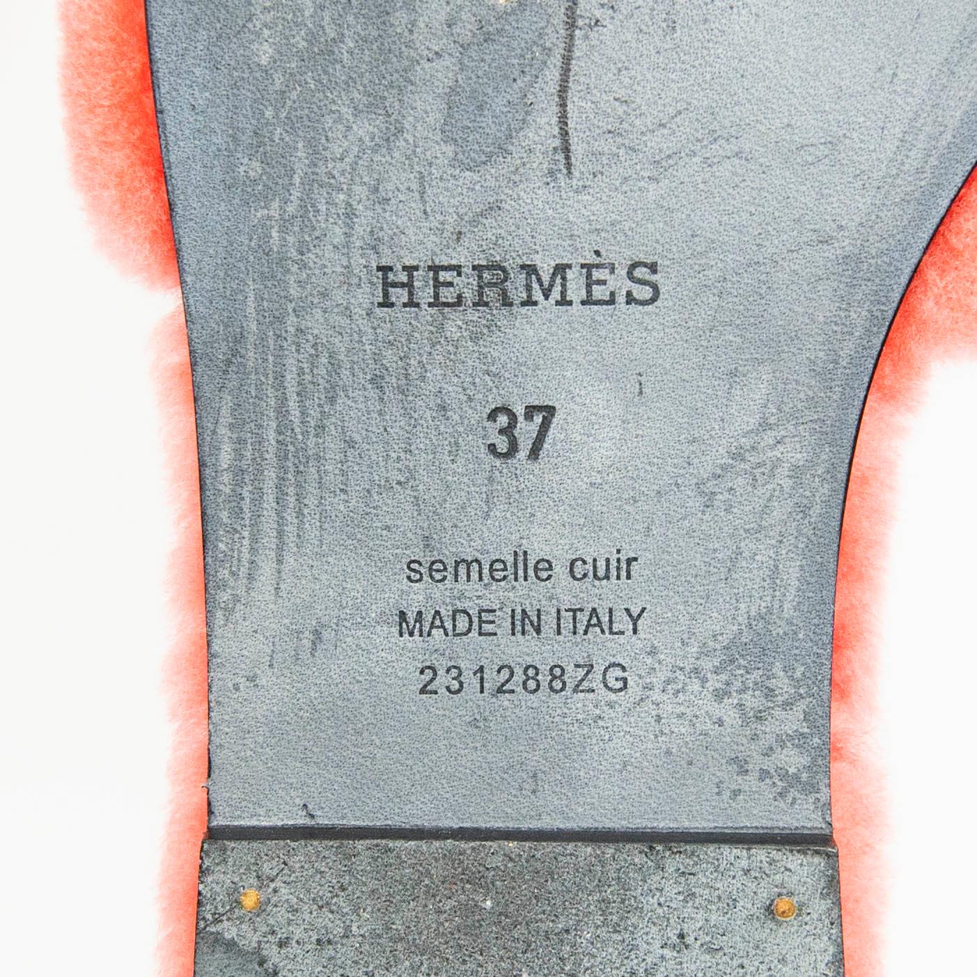 Hermes Rose Du Desert Shearling Oran 37