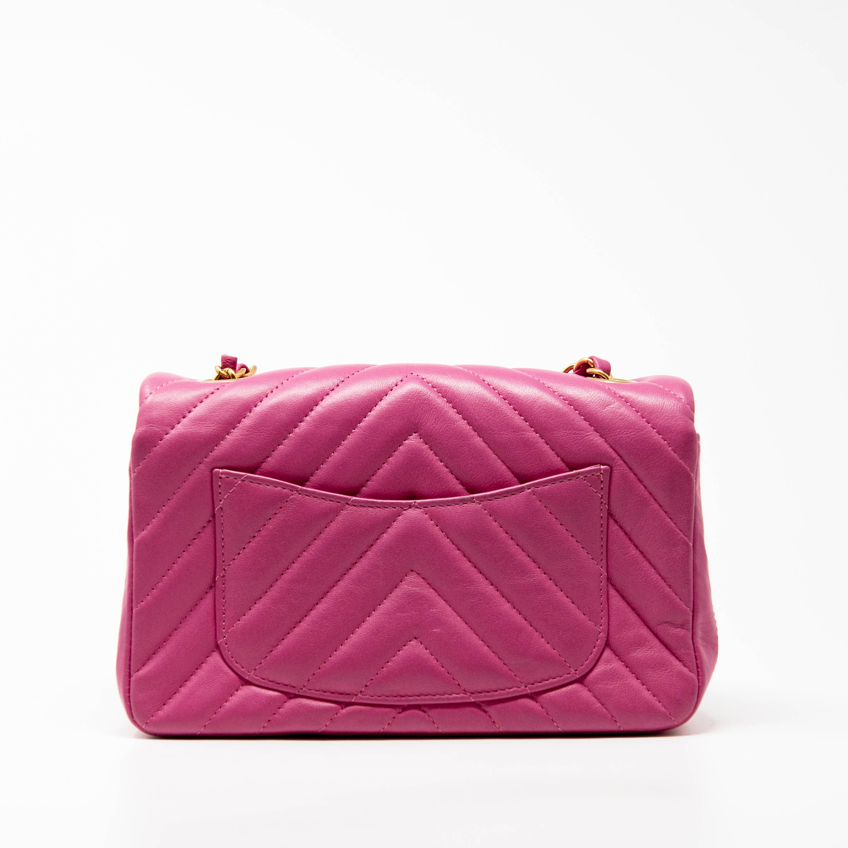 Chanel Pink Chevron Mini Flap