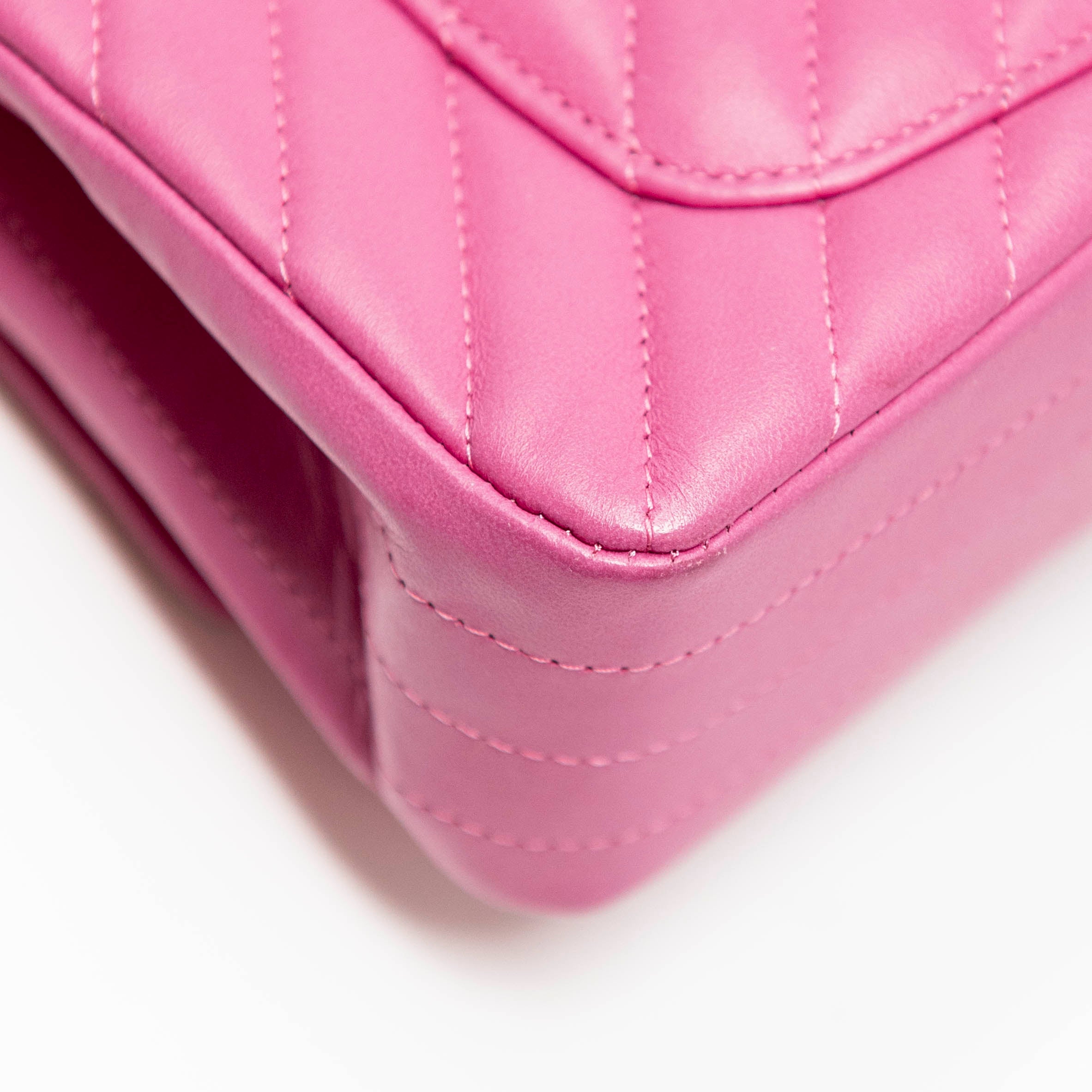 Chanel Pink Chevron Mini Flap