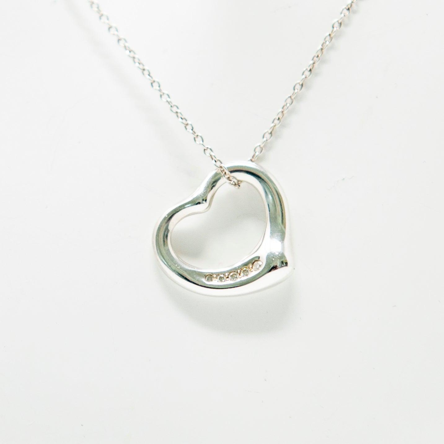 Tiffany & Co Diamond Elsa Peretti Heart Necklace