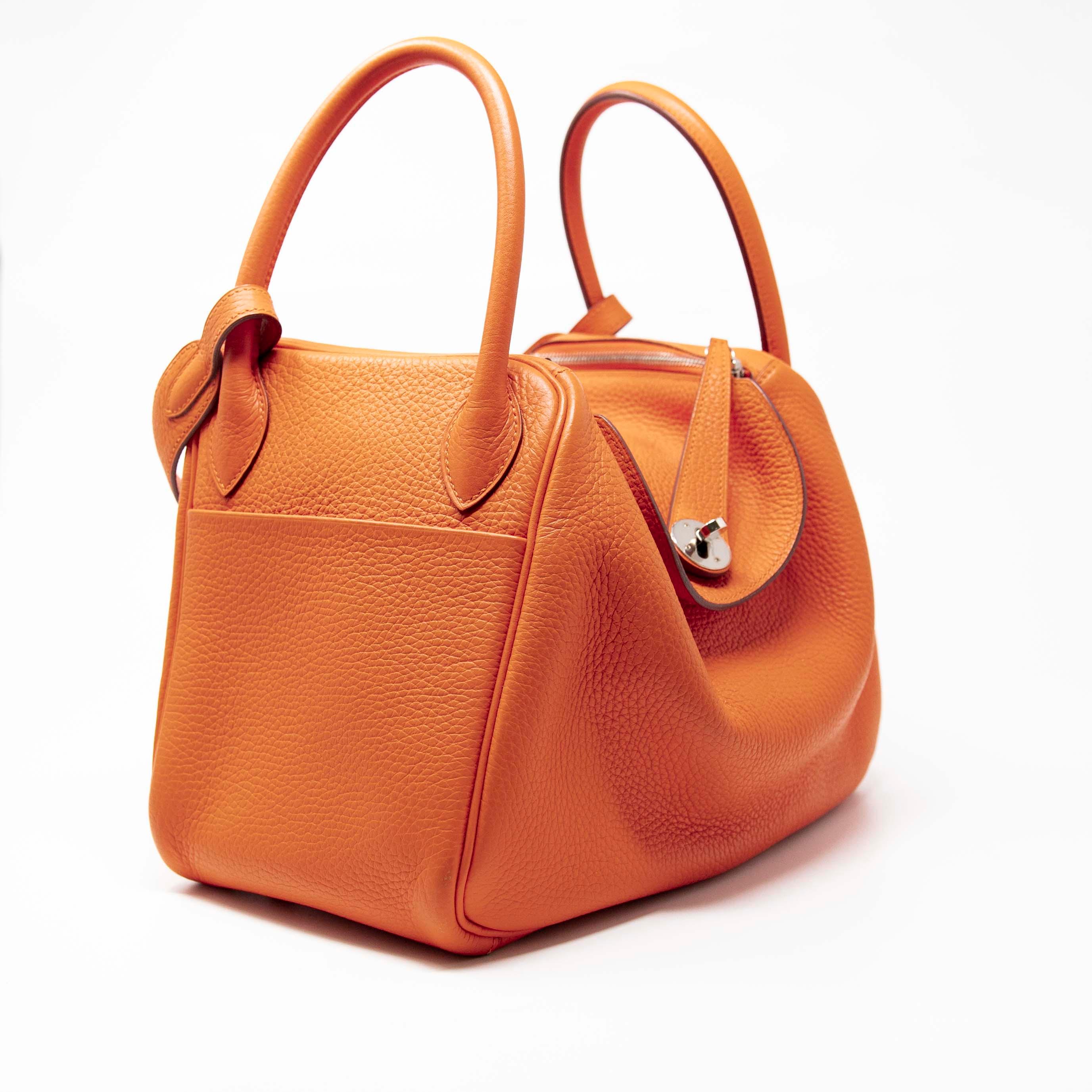 Hermes Orange Clemence Lindy 30