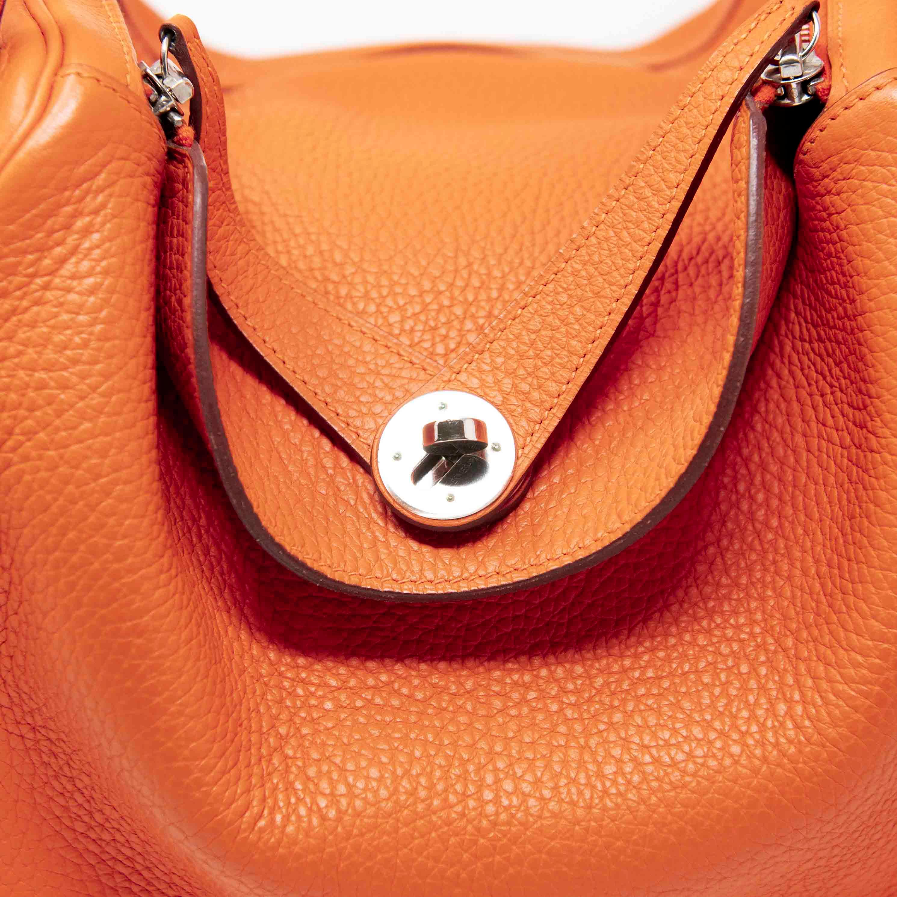 Hermes Orange Clemence Lindy 30
