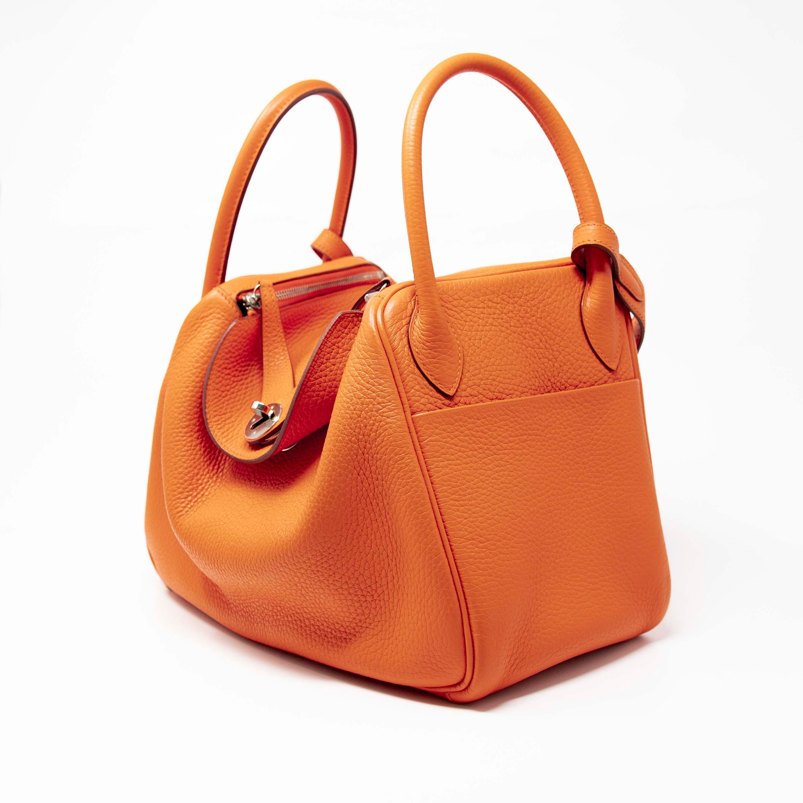 Hermes Orange Clemence Lindy 30