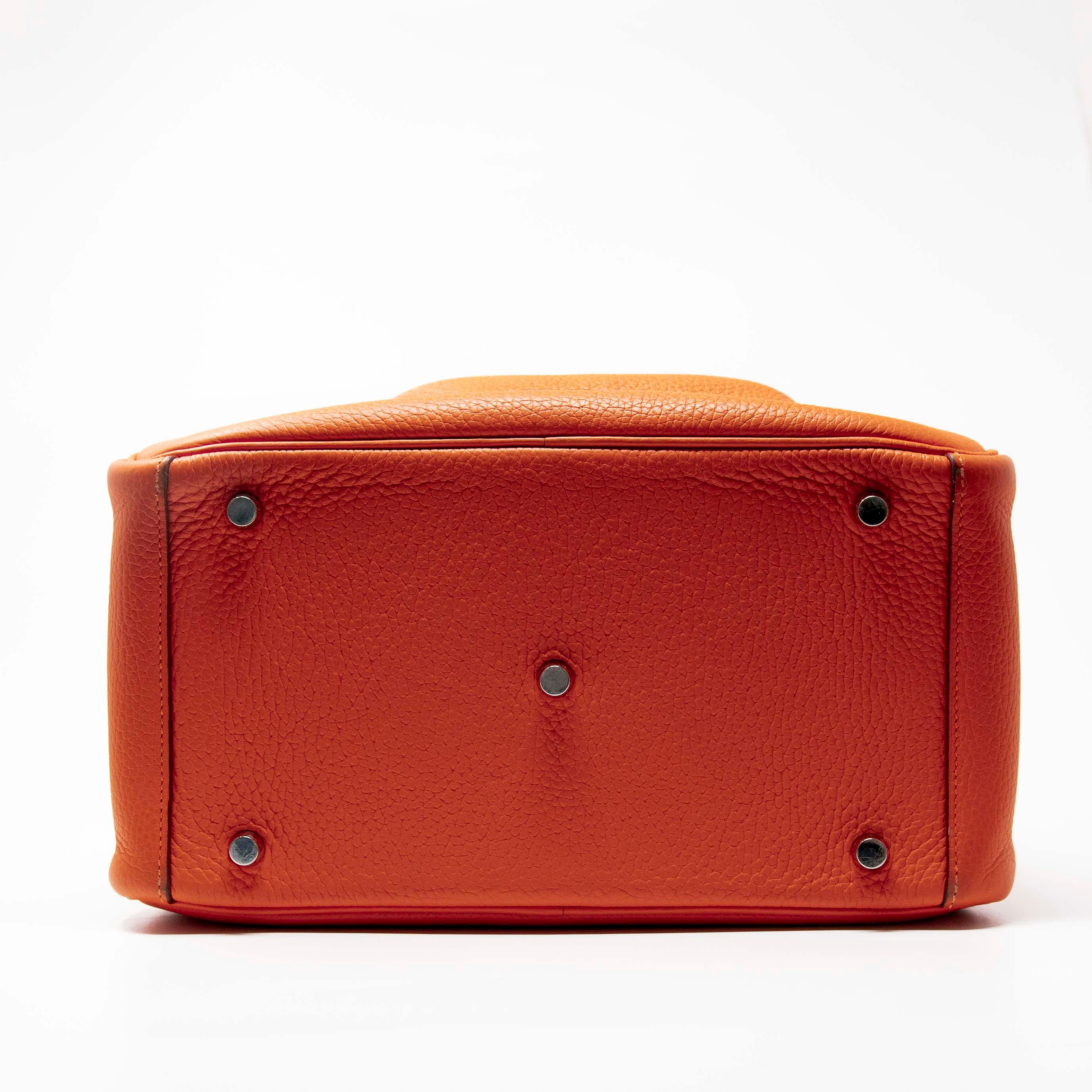 Hermes Orange Clemence Lindy 30