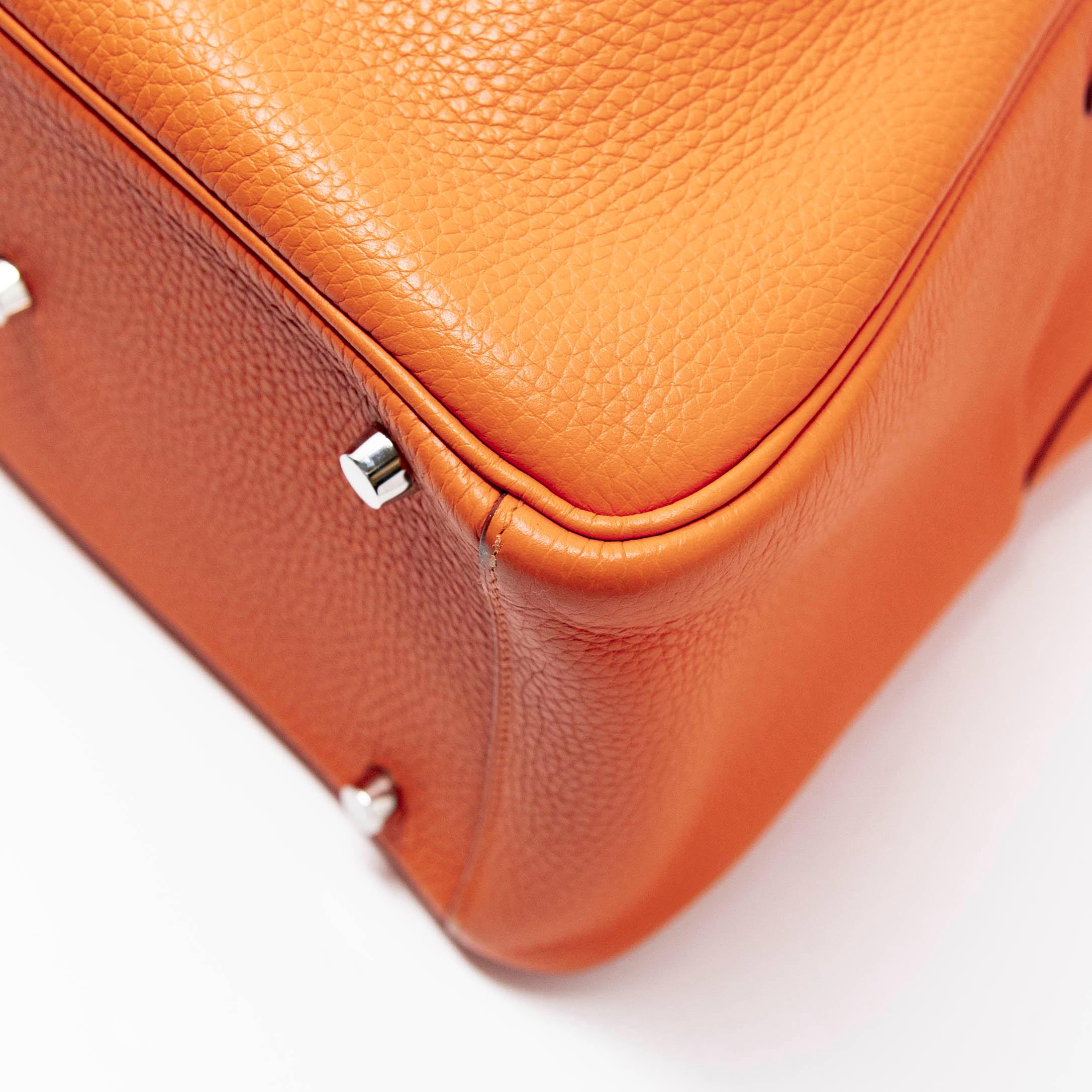 Hermes Orange Clemence Lindy 30