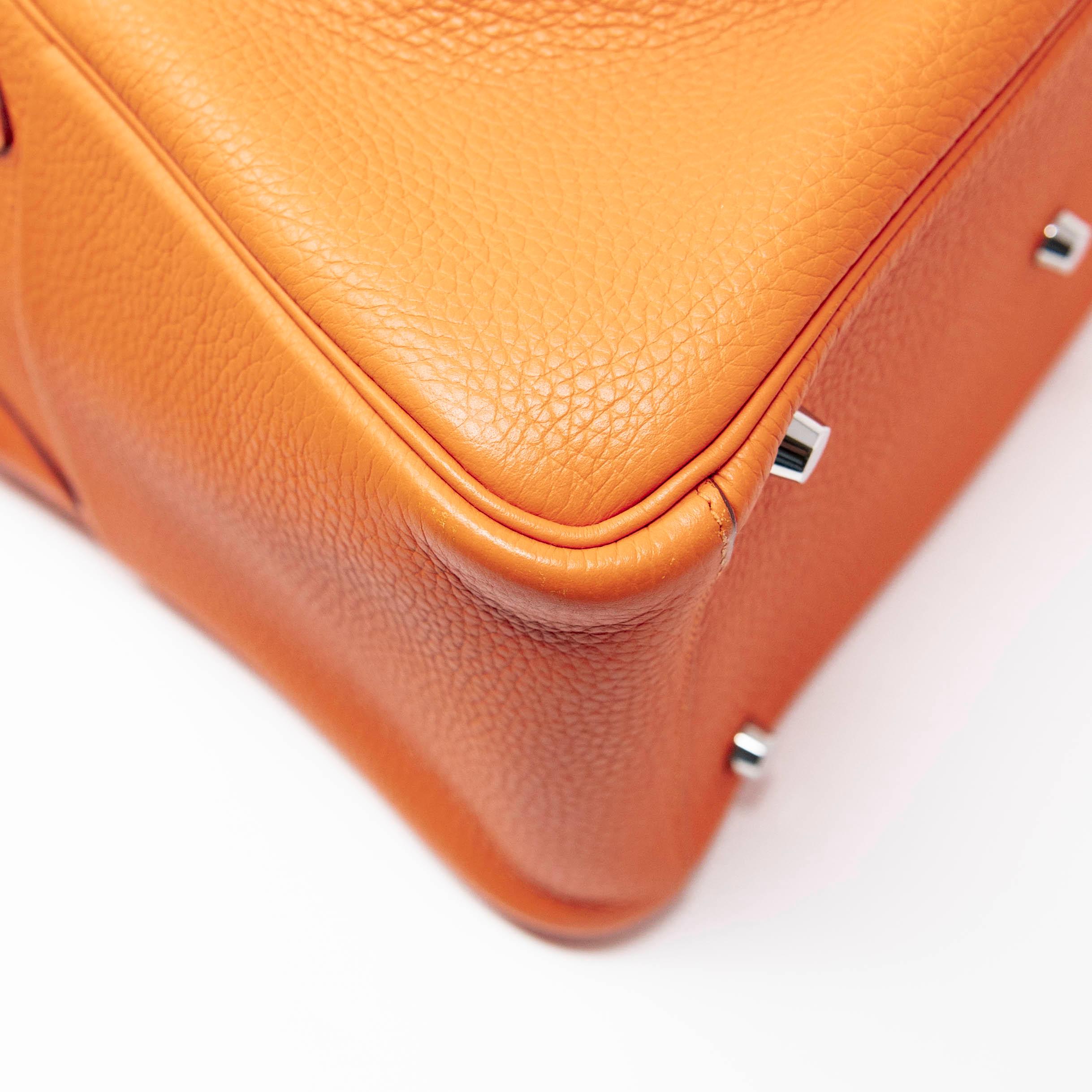 Hermes Orange Clemence Lindy 30