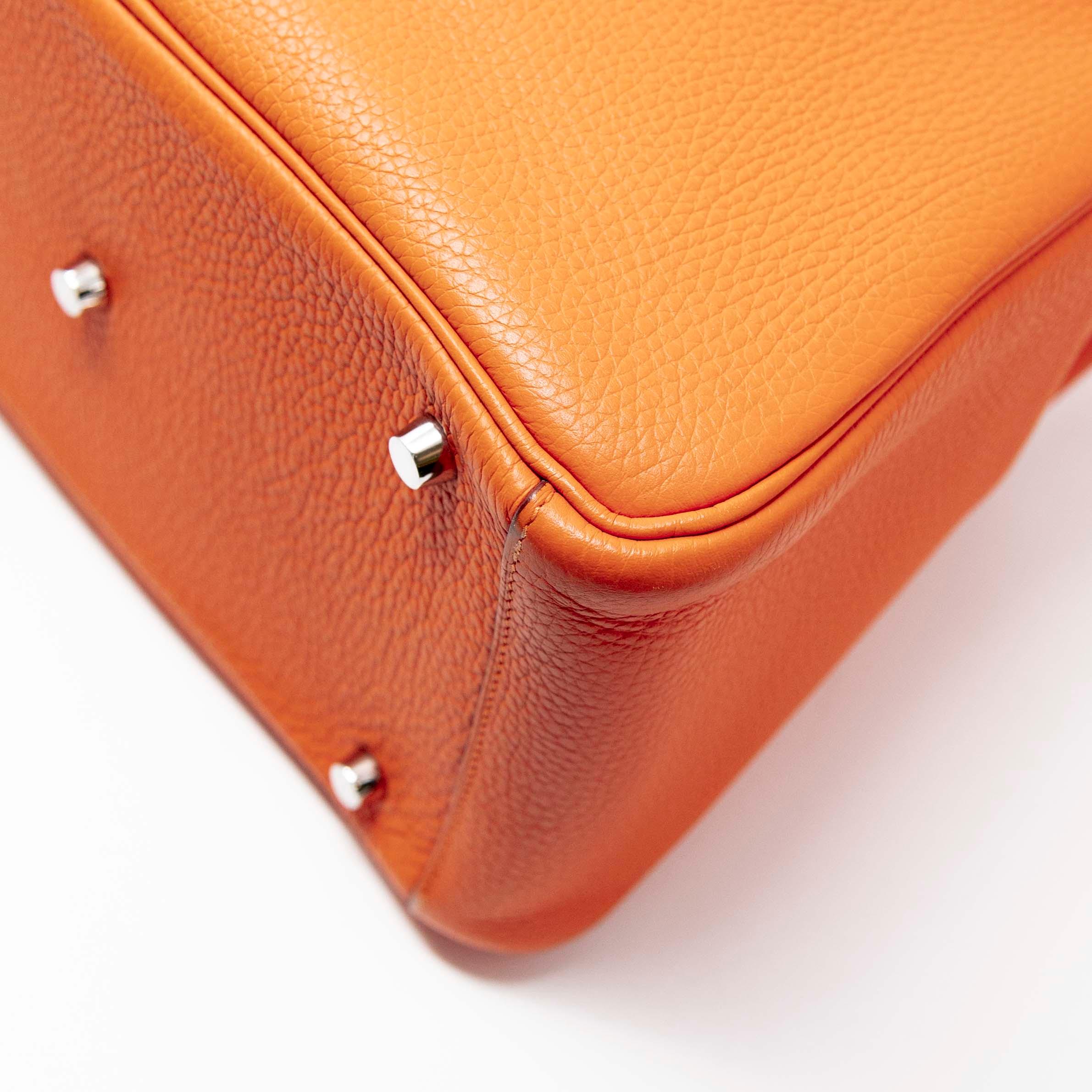 Hermes Orange Clemence Lindy 30