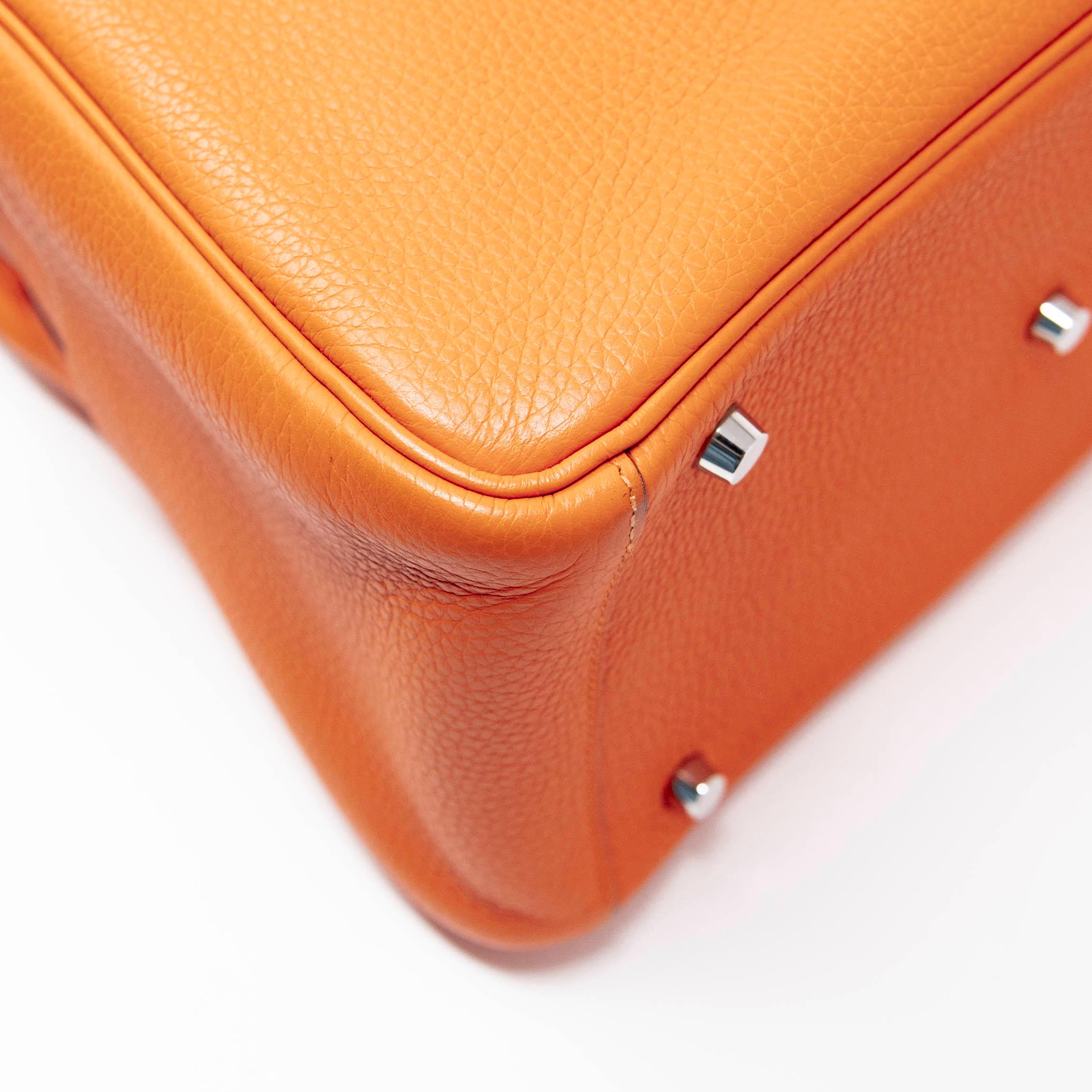 Hermes Orange Clemence Lindy 30
