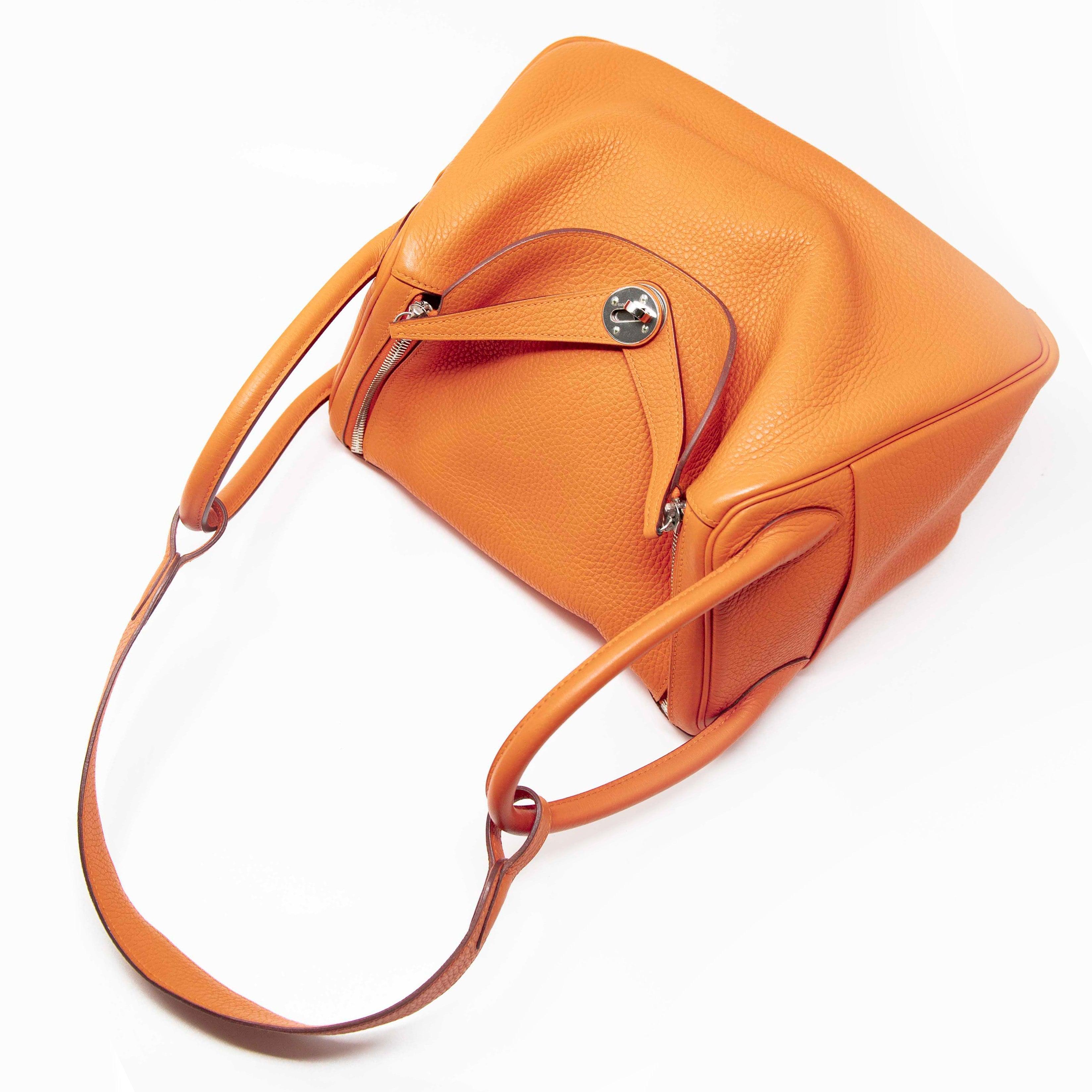 Hermes Orange Clemence Lindy 30
