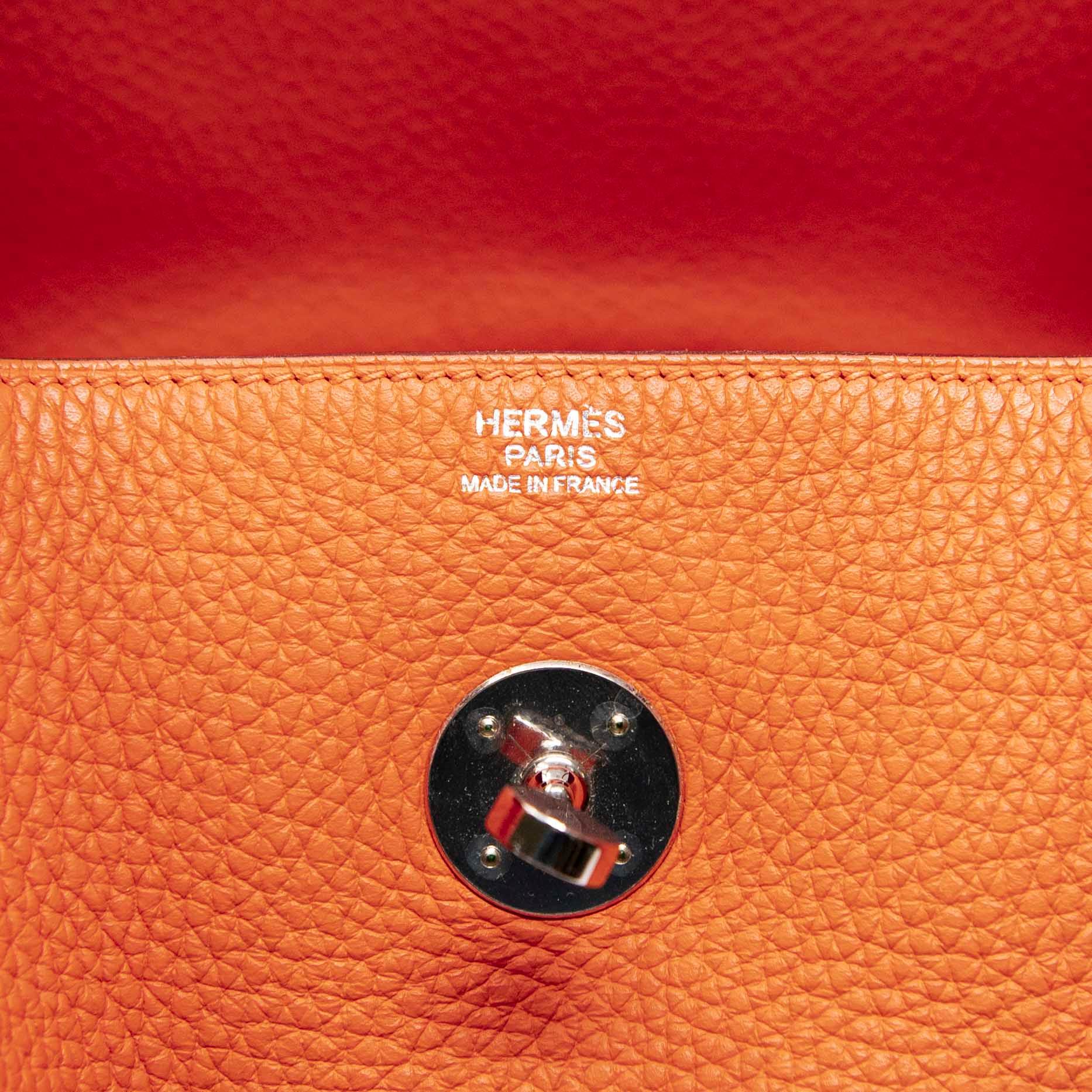 Hermes Orange Clemence Lindy 30