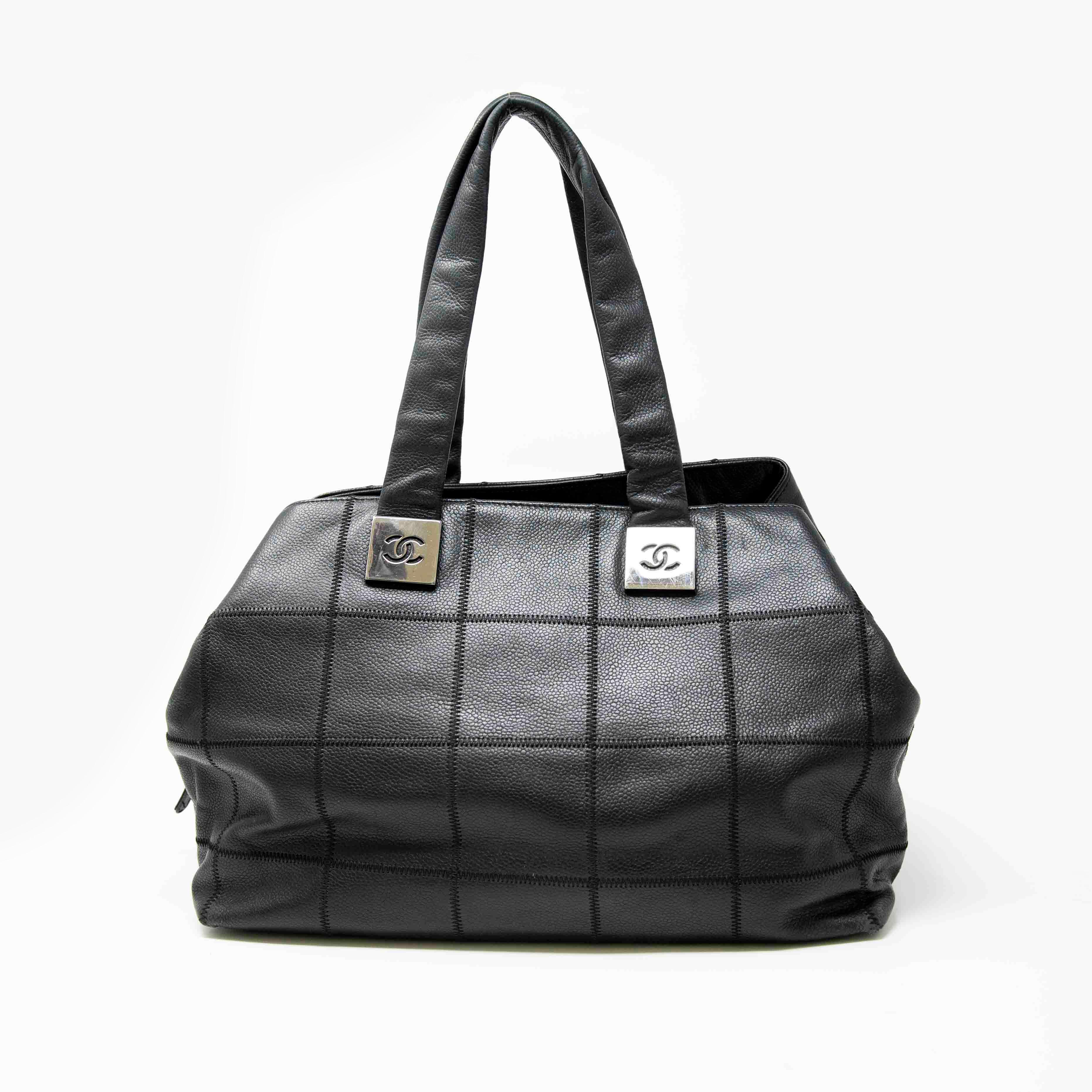 Chanel Black Choco Bar Stitched Tote