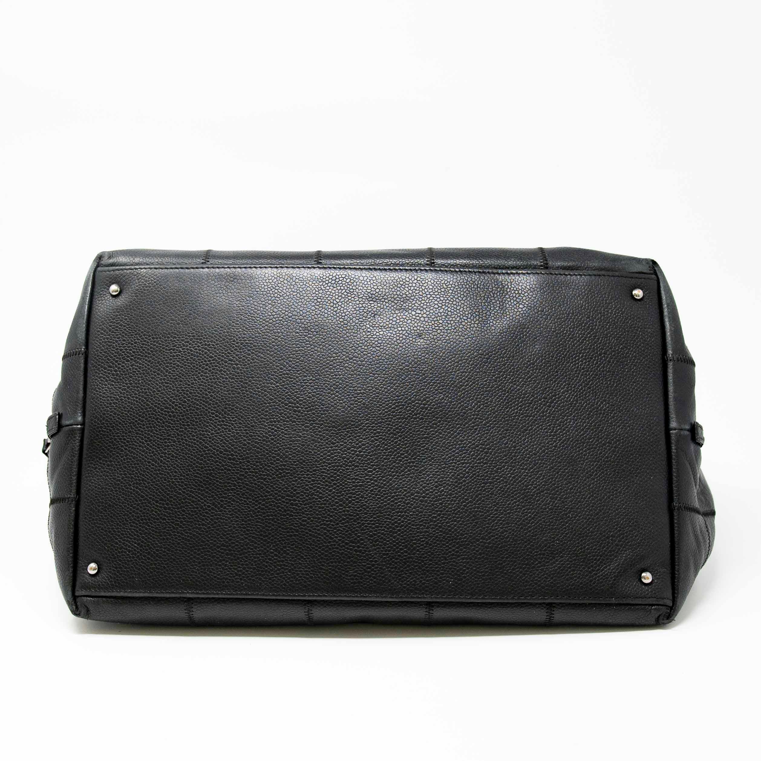 Chanel Black Choco Bar Stitched Tote