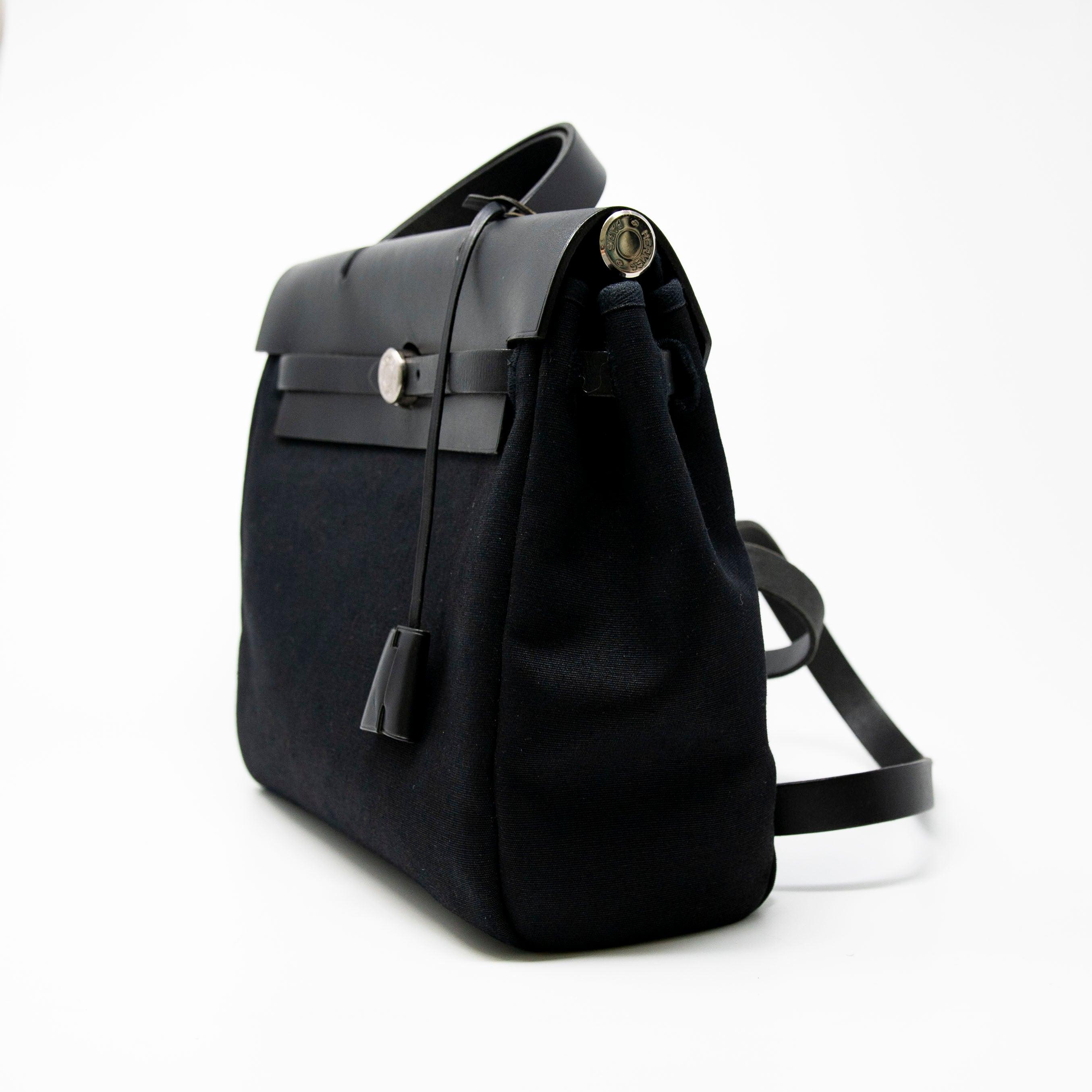Hermes Noir Toile Herbag Backpack