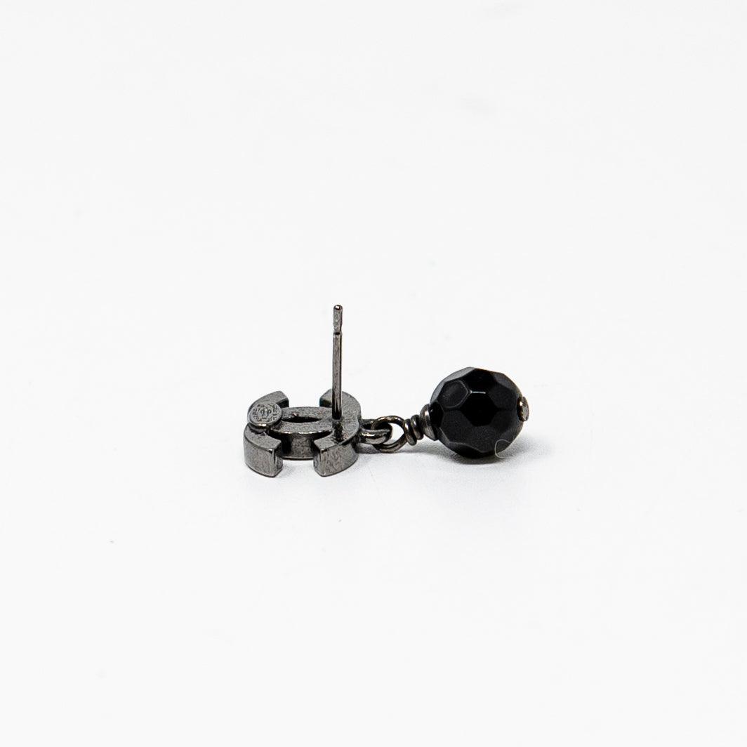 Chanel Black Bead CC Drop Earrings