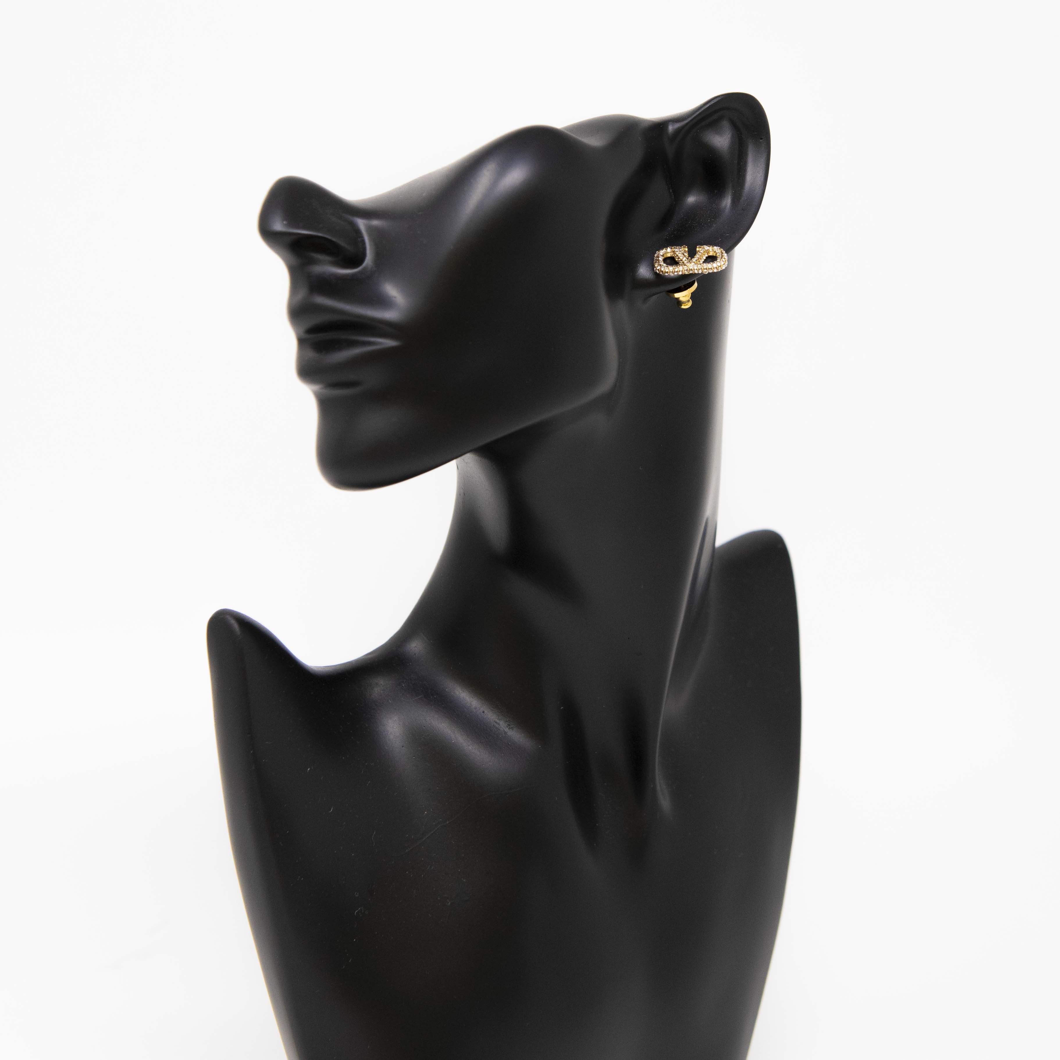 Valentino Crystal Logo Stud Earrings