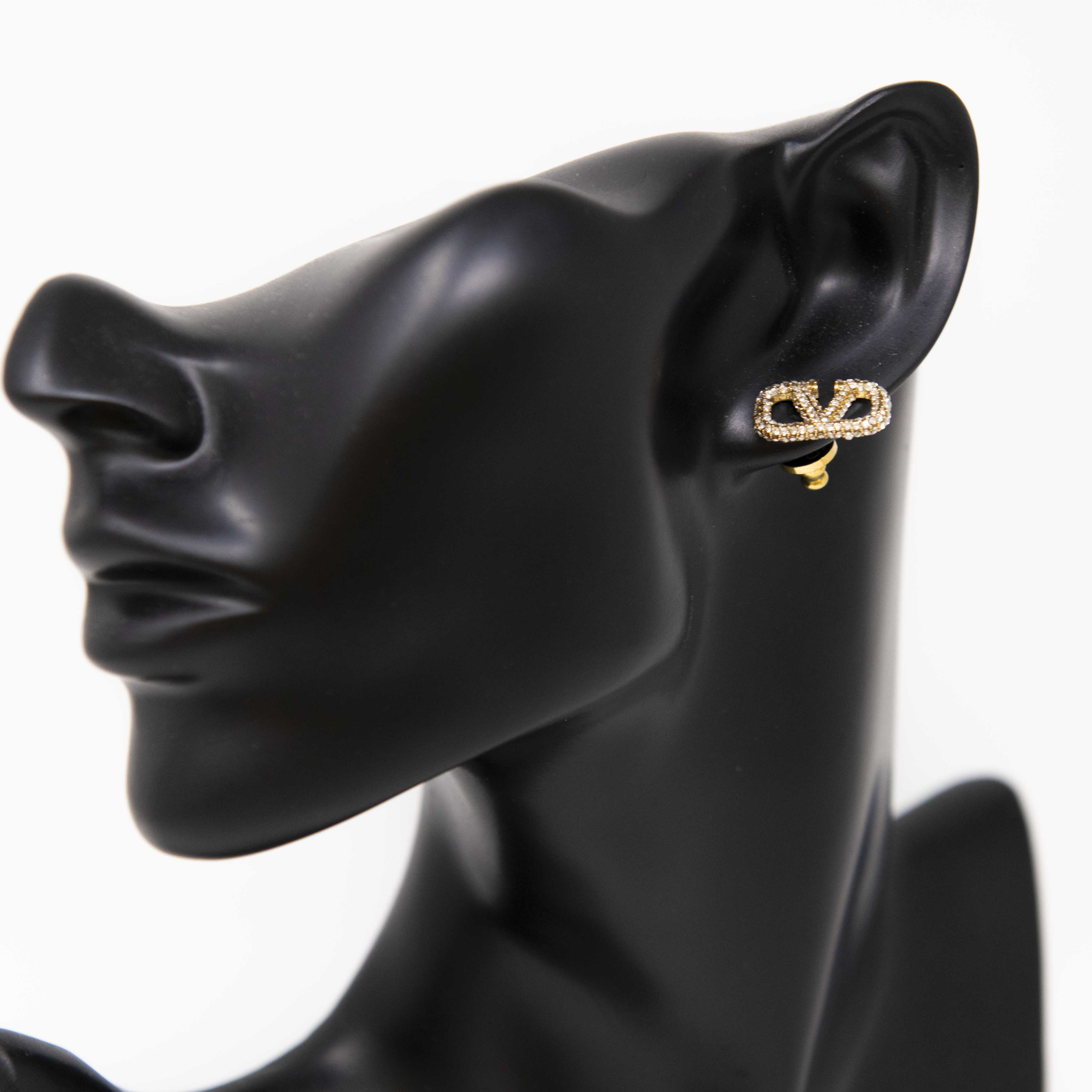 Valentino Crystal Logo Stud Earrings