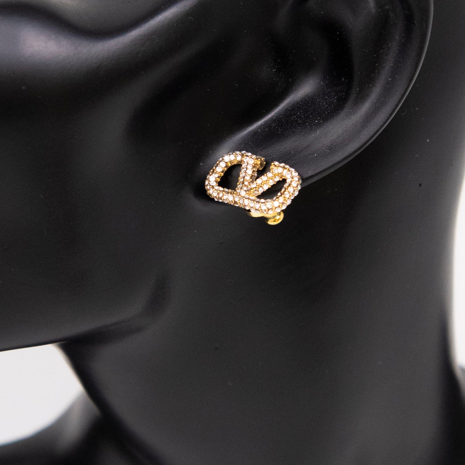 Valentino Crystal Logo Stud Earrings