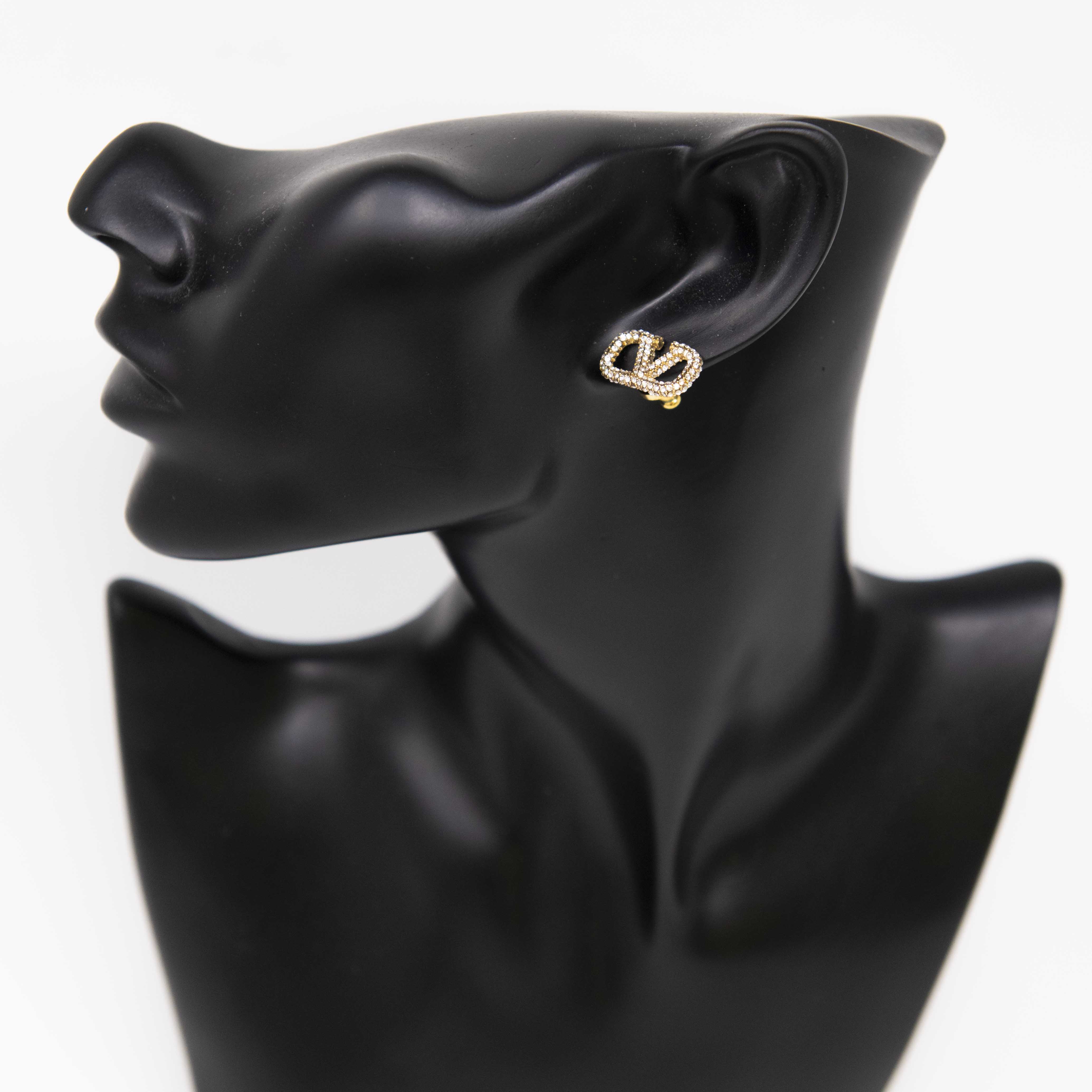 Valentino Crystal Logo Stud Earrings