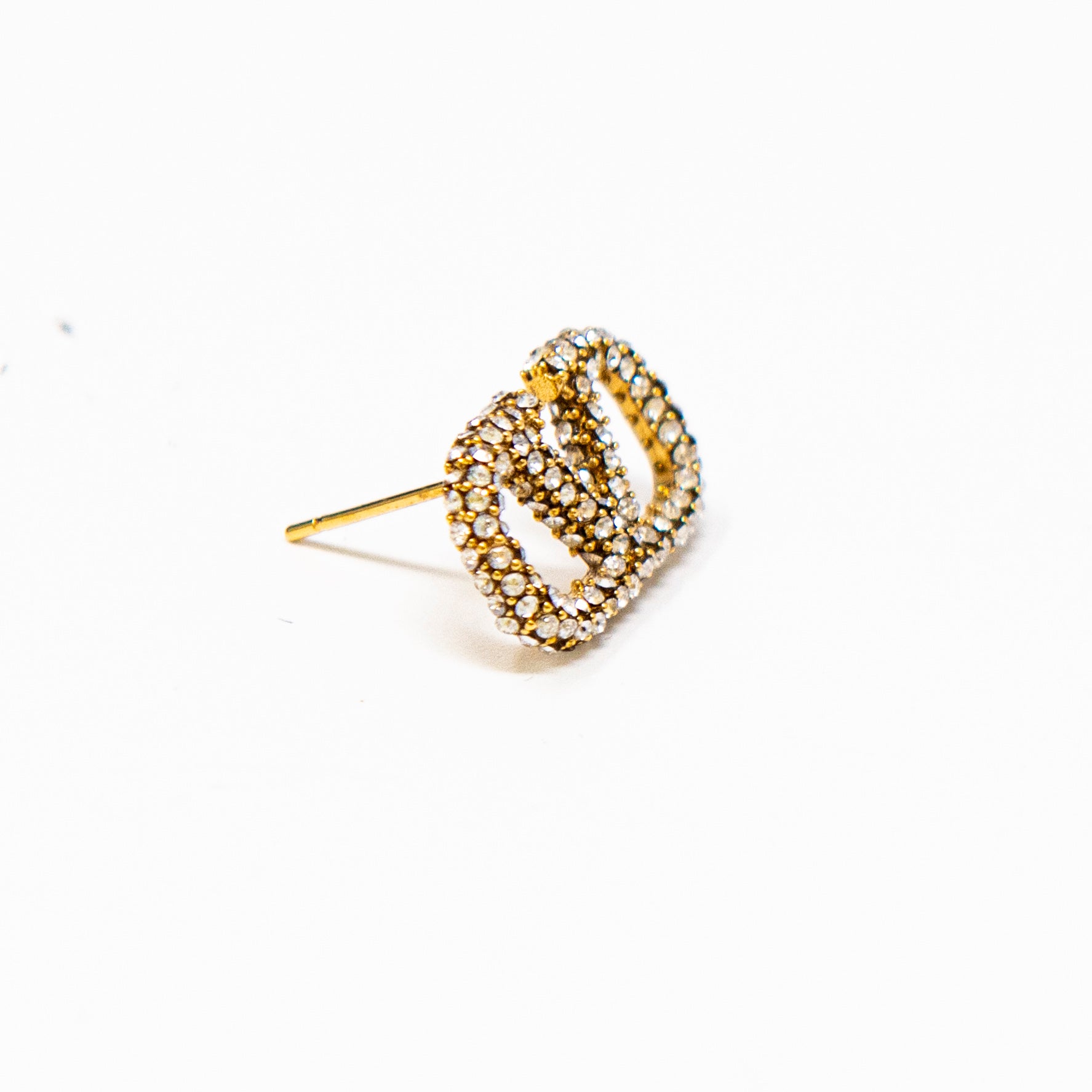 Valentino Crystal Logo Stud Earrings