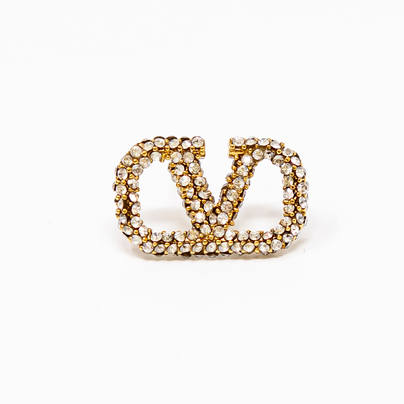 Valentino Crystal Logo Stud Earrings