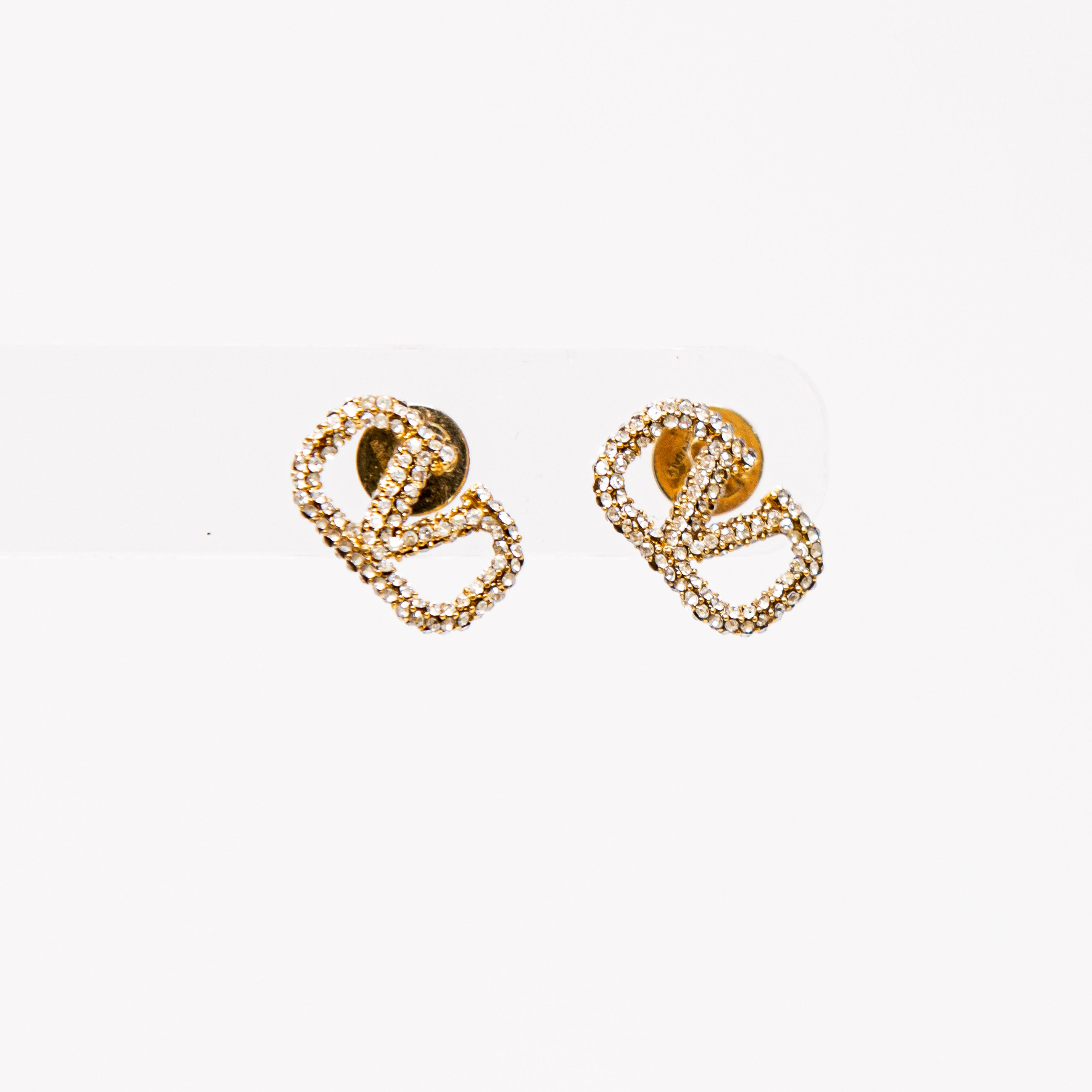 Valentino Crystal Logo Stud Earrings