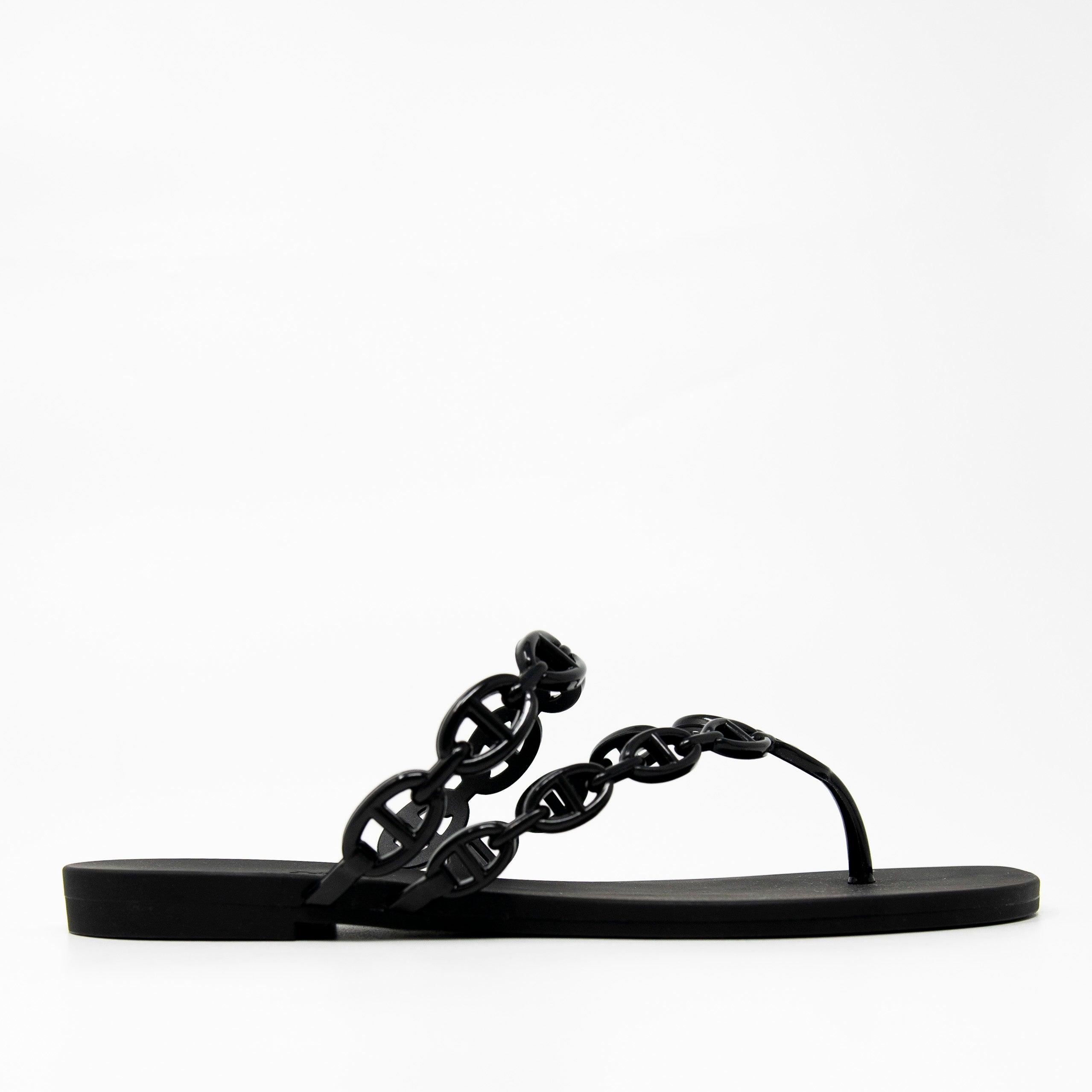 Hermes Noir Island Sandals 36