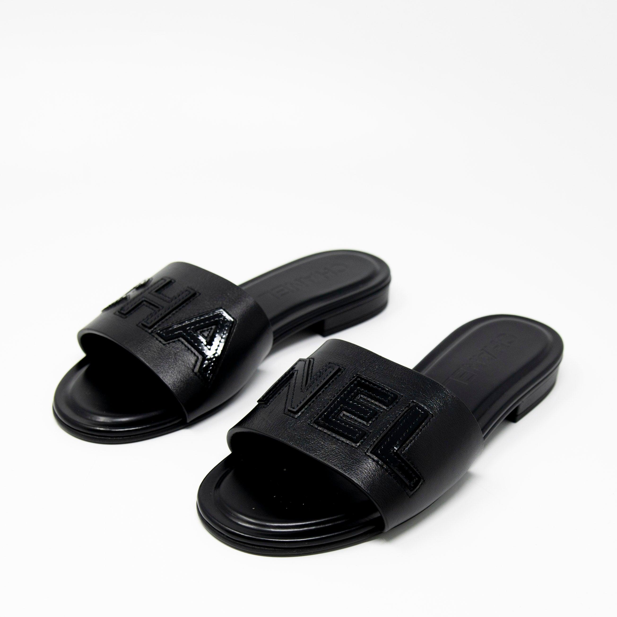 Chanel Black Chanel Logo Sandals 36