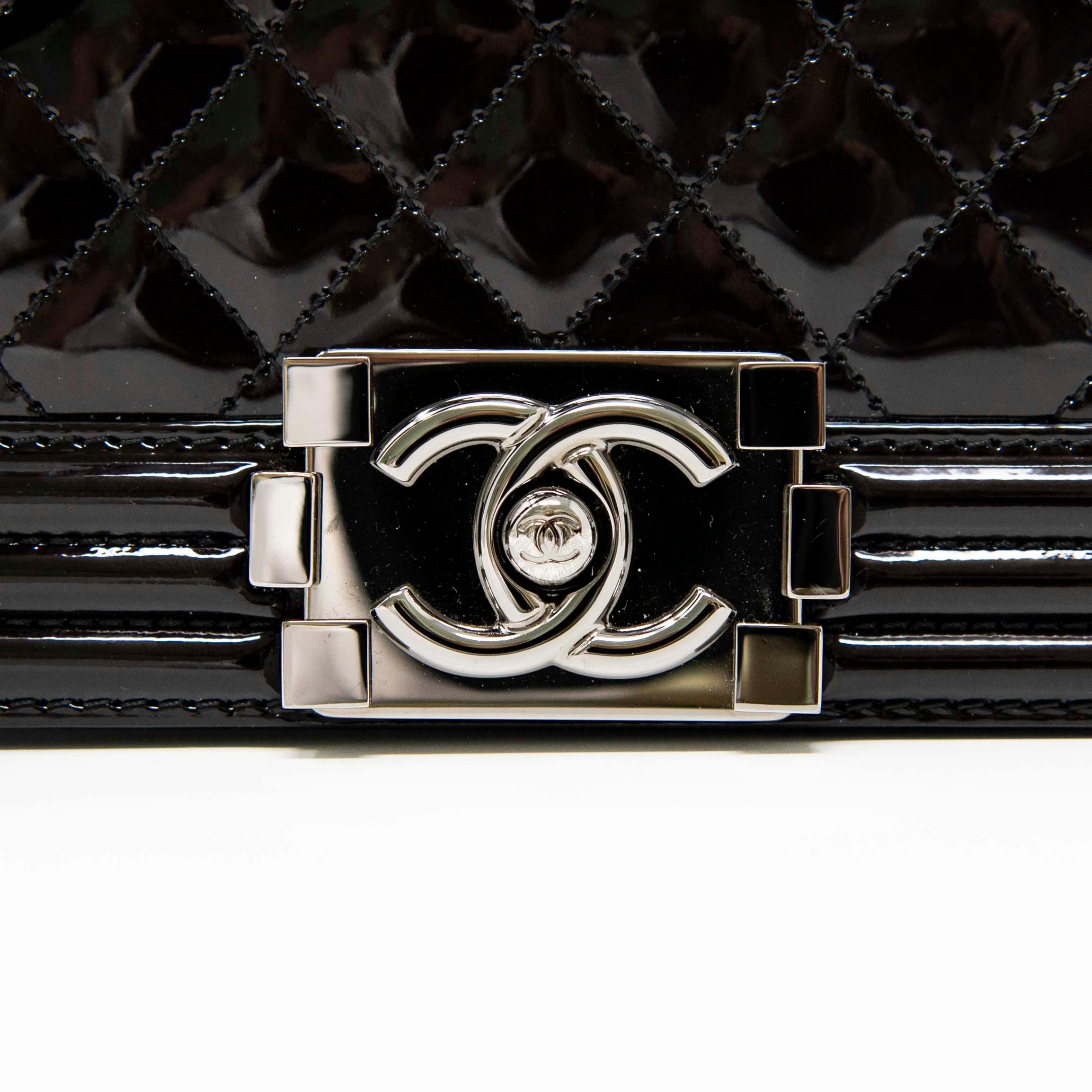 Chanel Black Patent Small Boy Bag