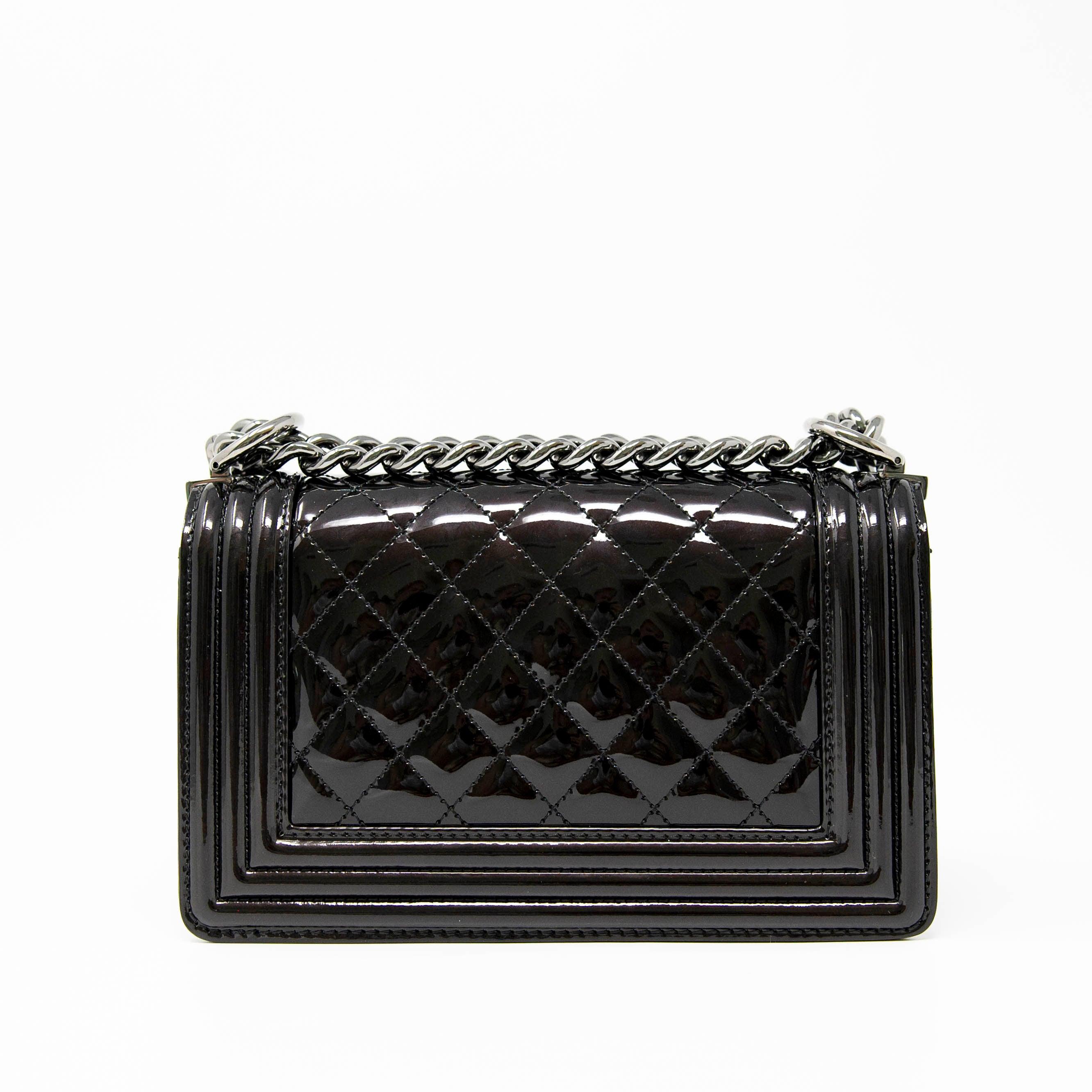Chanel Black Patent Small Boy Bag