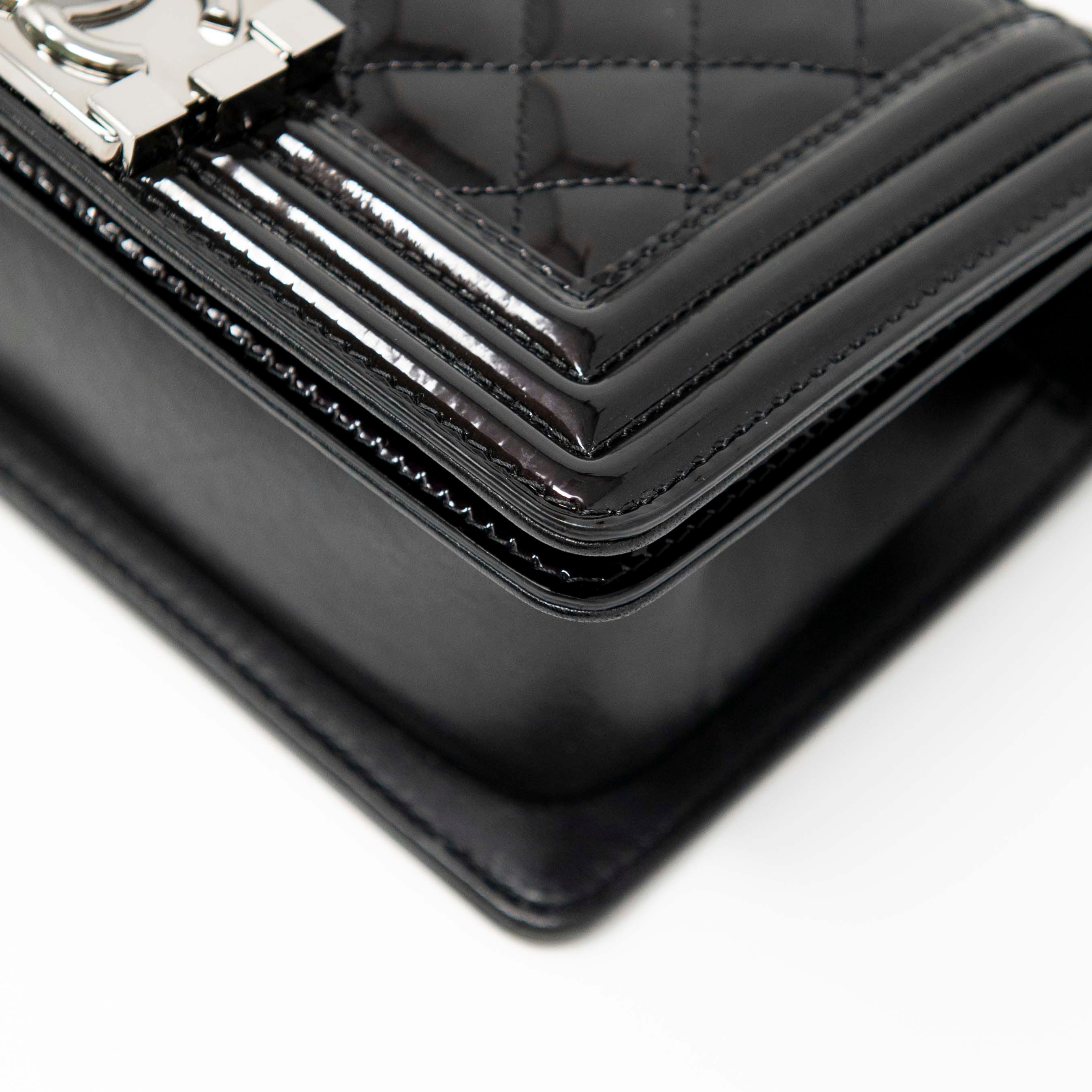 Chanel Black Patent Small Boy Bag