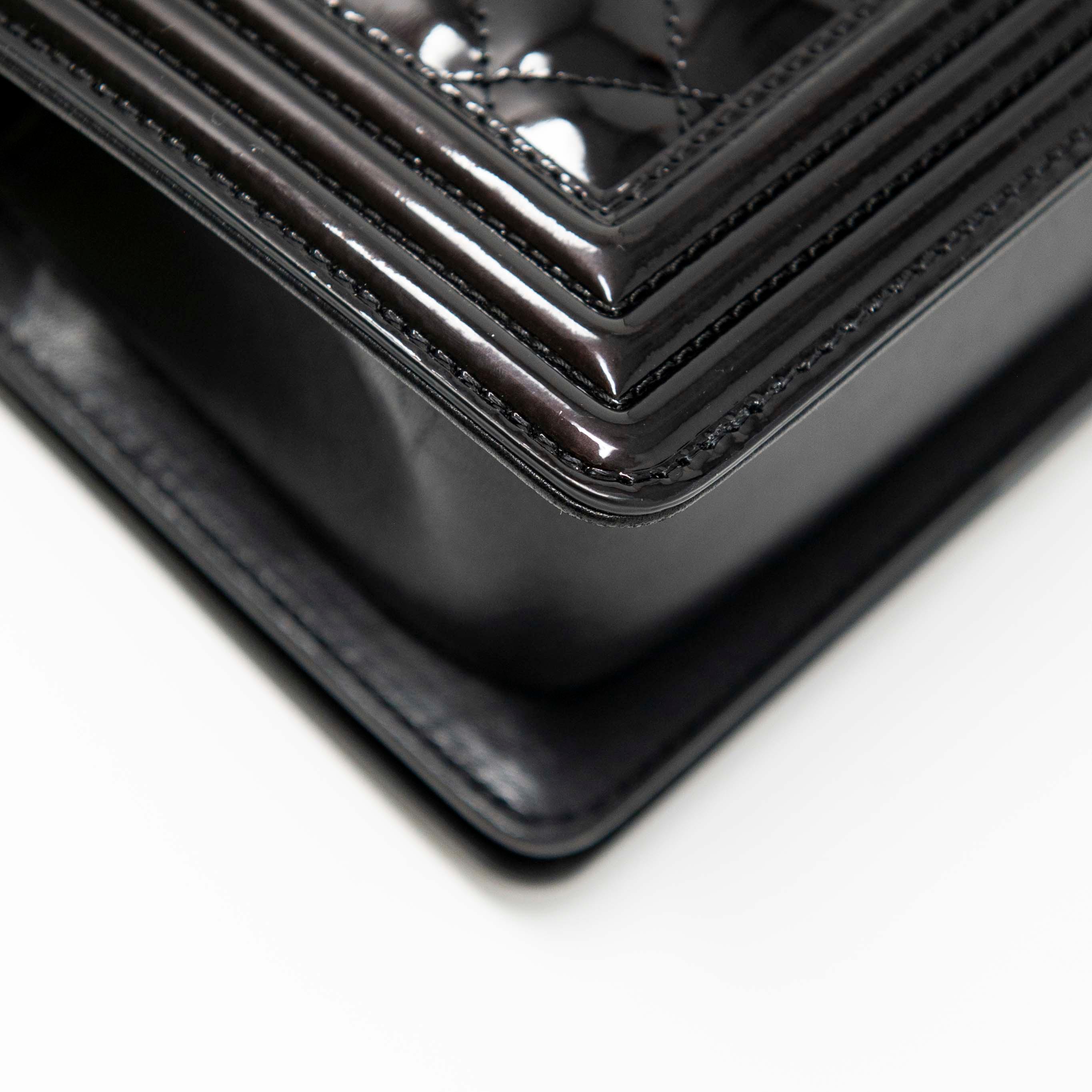 Chanel Black Patent Small Boy Bag