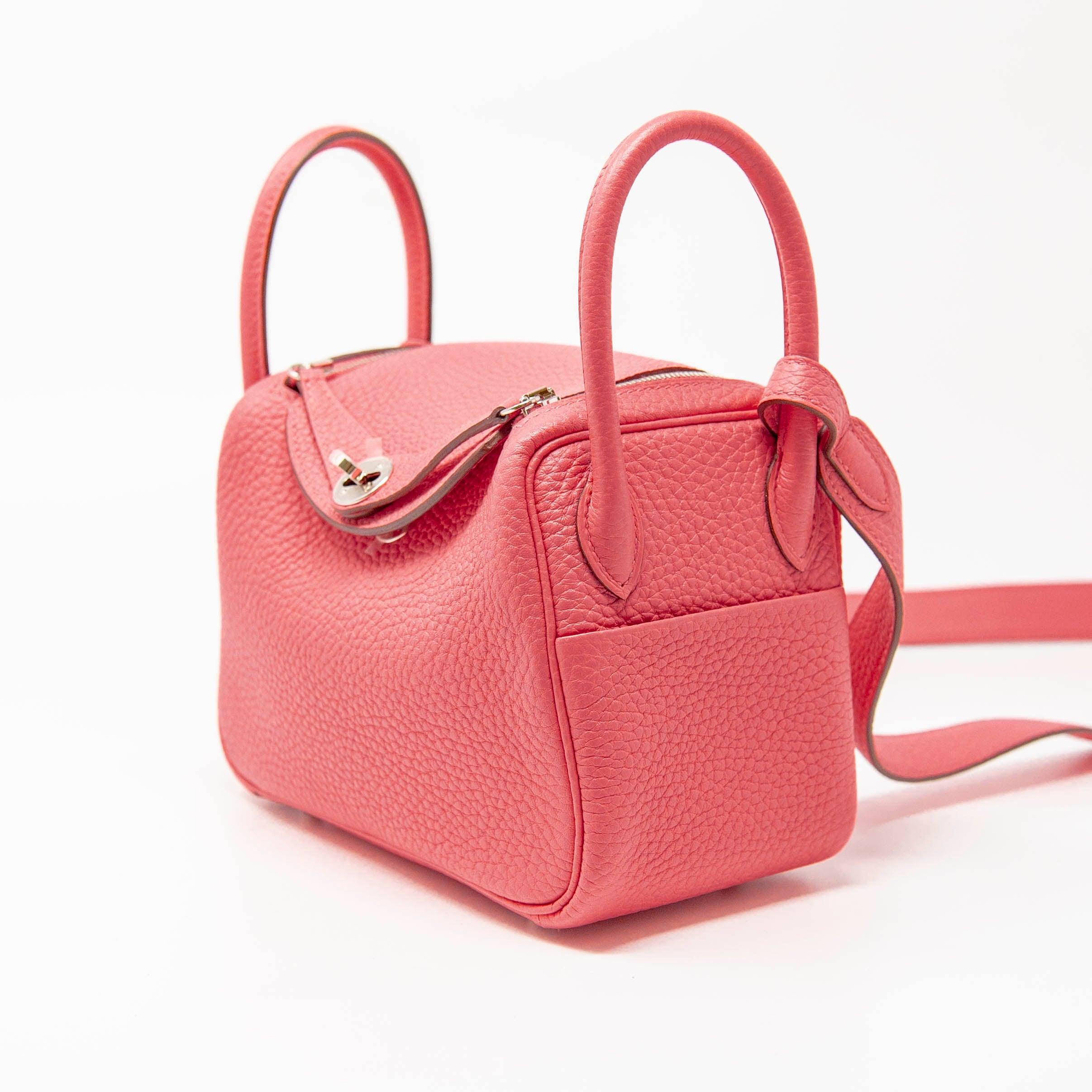 Hermes Rose Azalee Clemence Mini Lindy