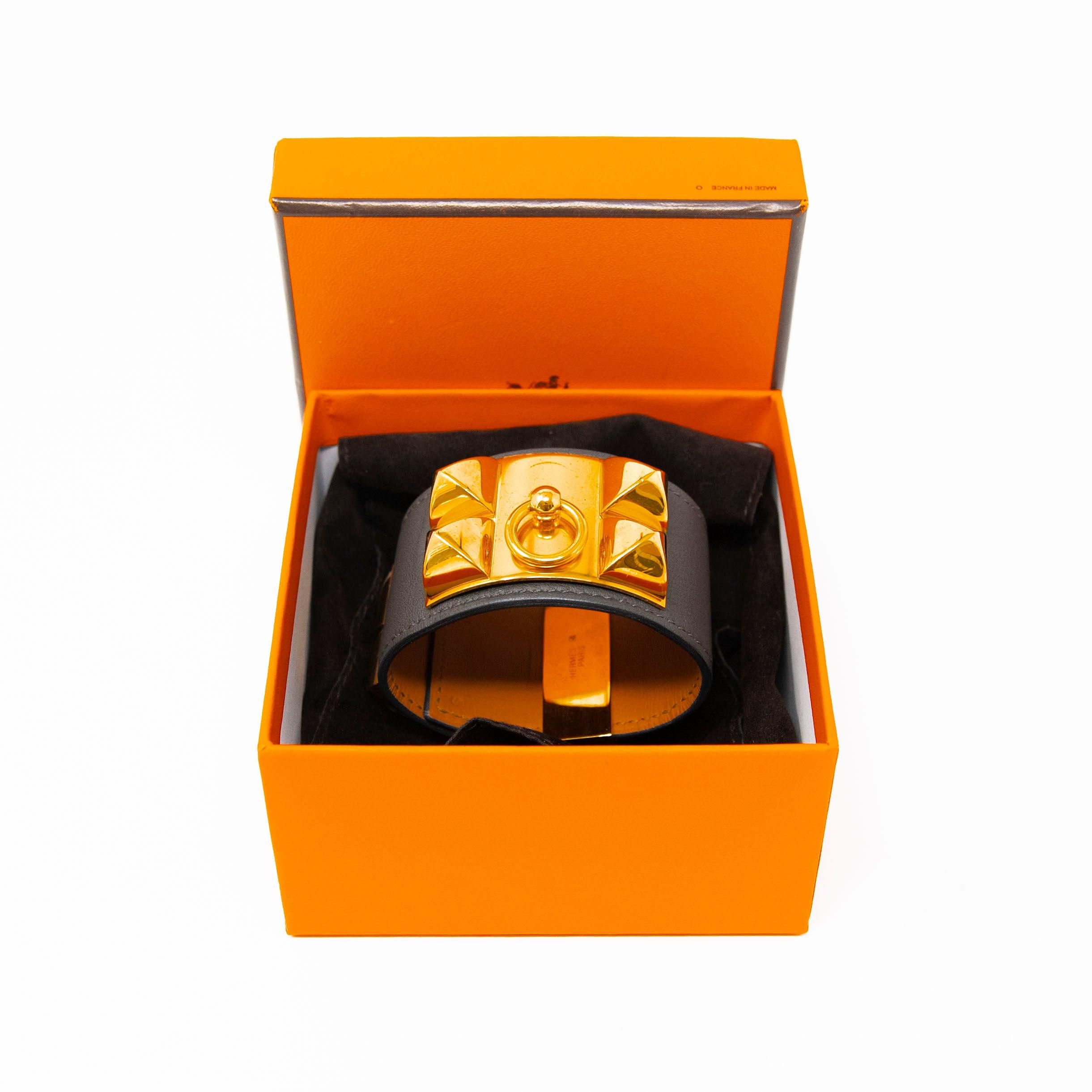 Hermes Graphite Collier De Chien Bracelet S