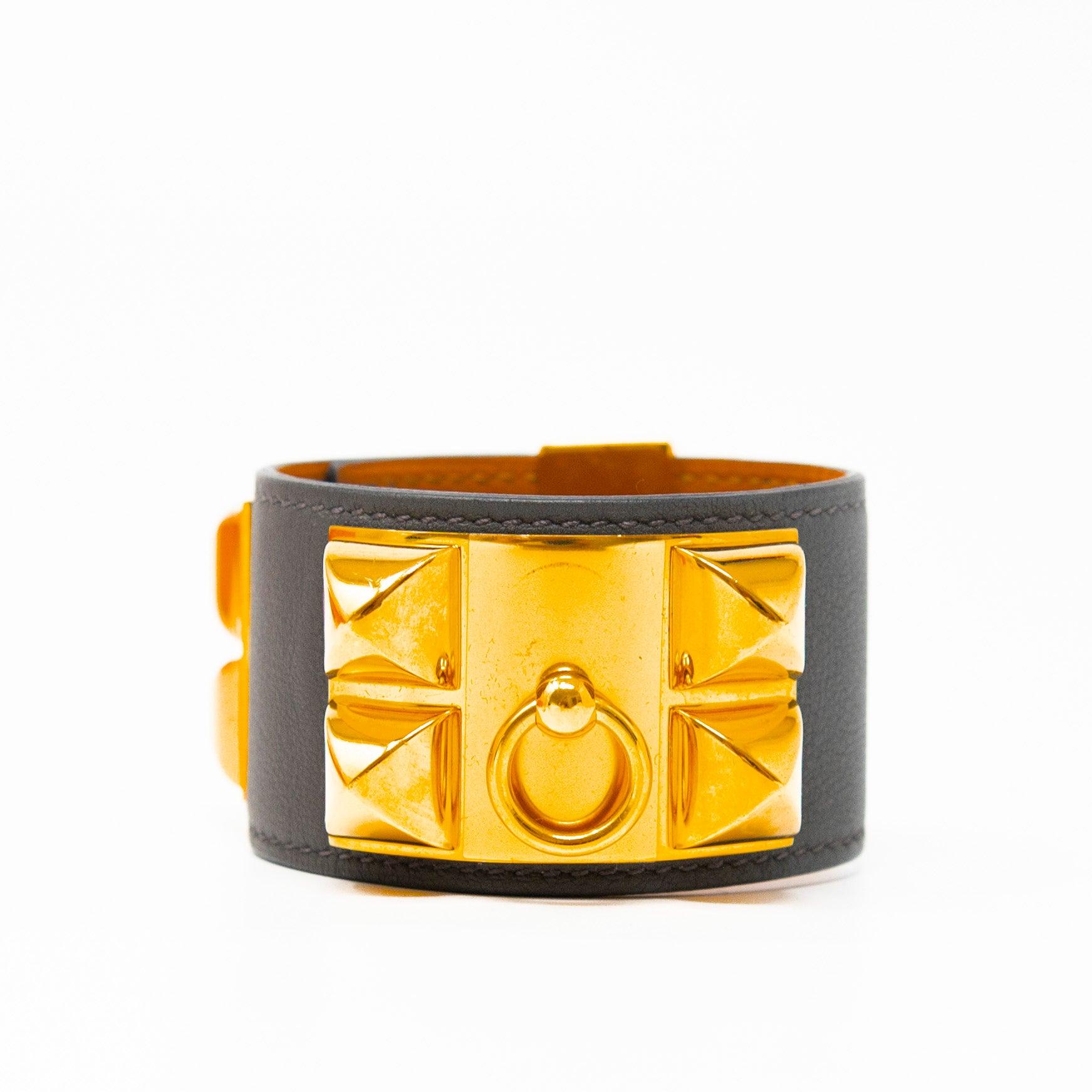 Hermes Graphite Collier De Chien Bracelet S