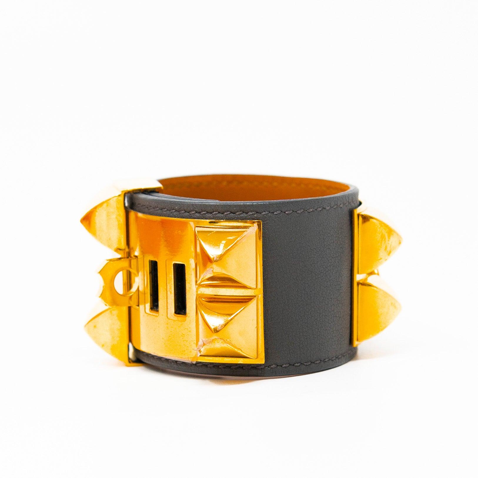 Hermes Graphite Collier De Chien Bracelet S