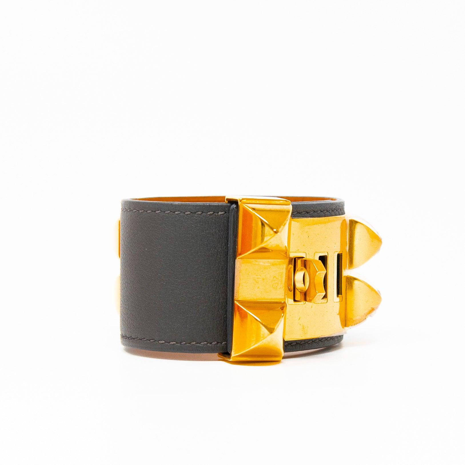 Hermes Graphite Collier De Chien Bracelet S