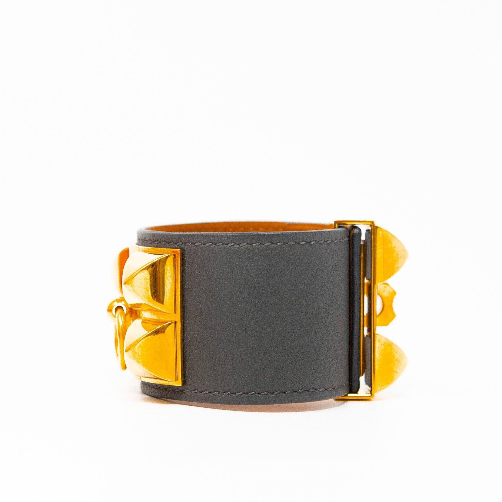 Hermes Graphite Collier De Chien Bracelet S