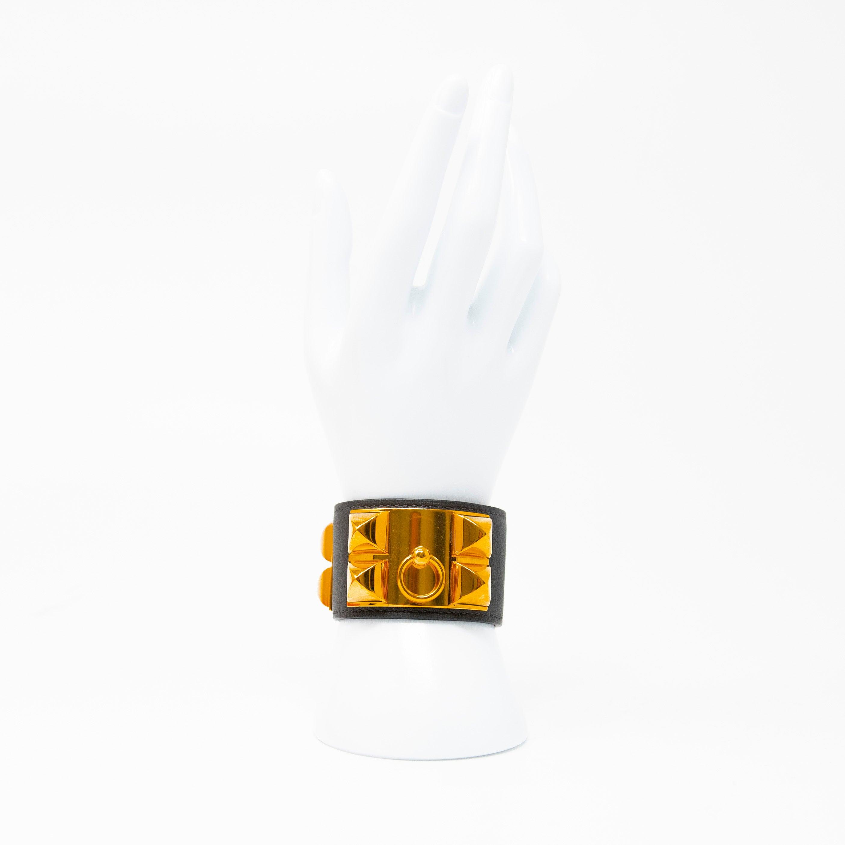 Hermes Graphite Collier De Chien Bracelet S