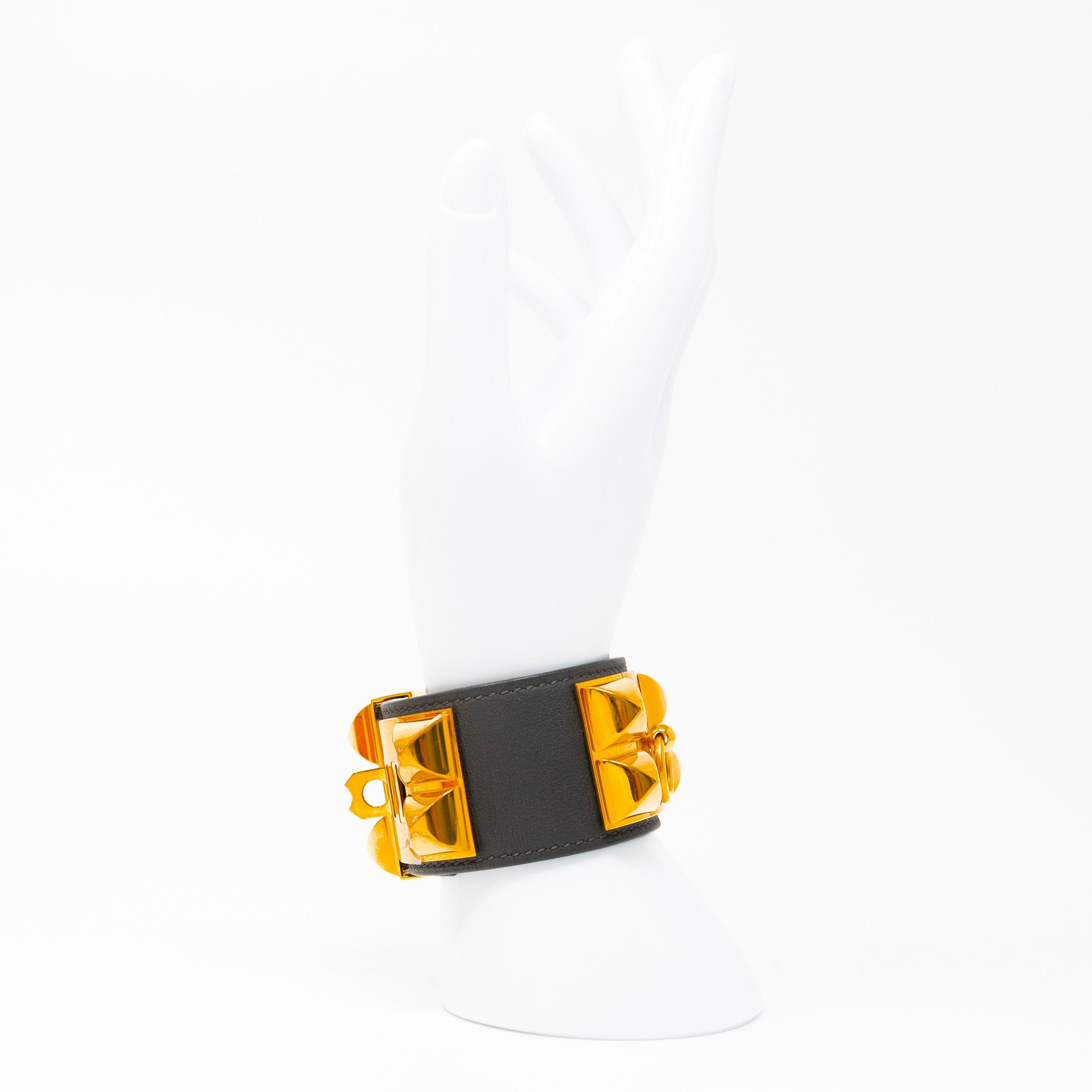 Hermes Graphite Collier De Chien Bracelet S