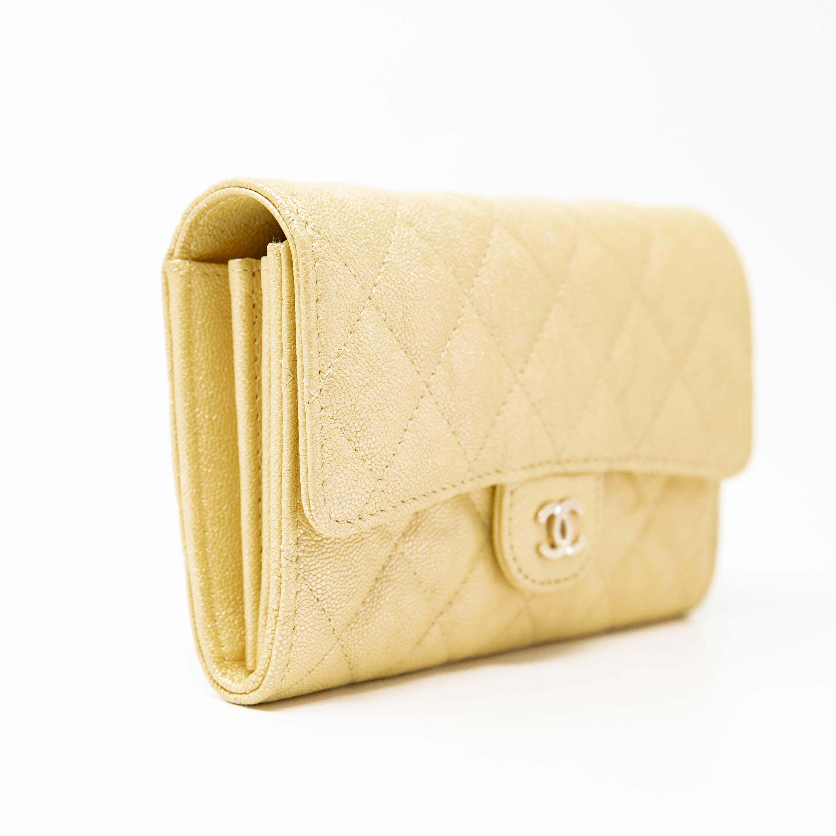 Chanel Yellow Iridescent Mini Wallet On Chain