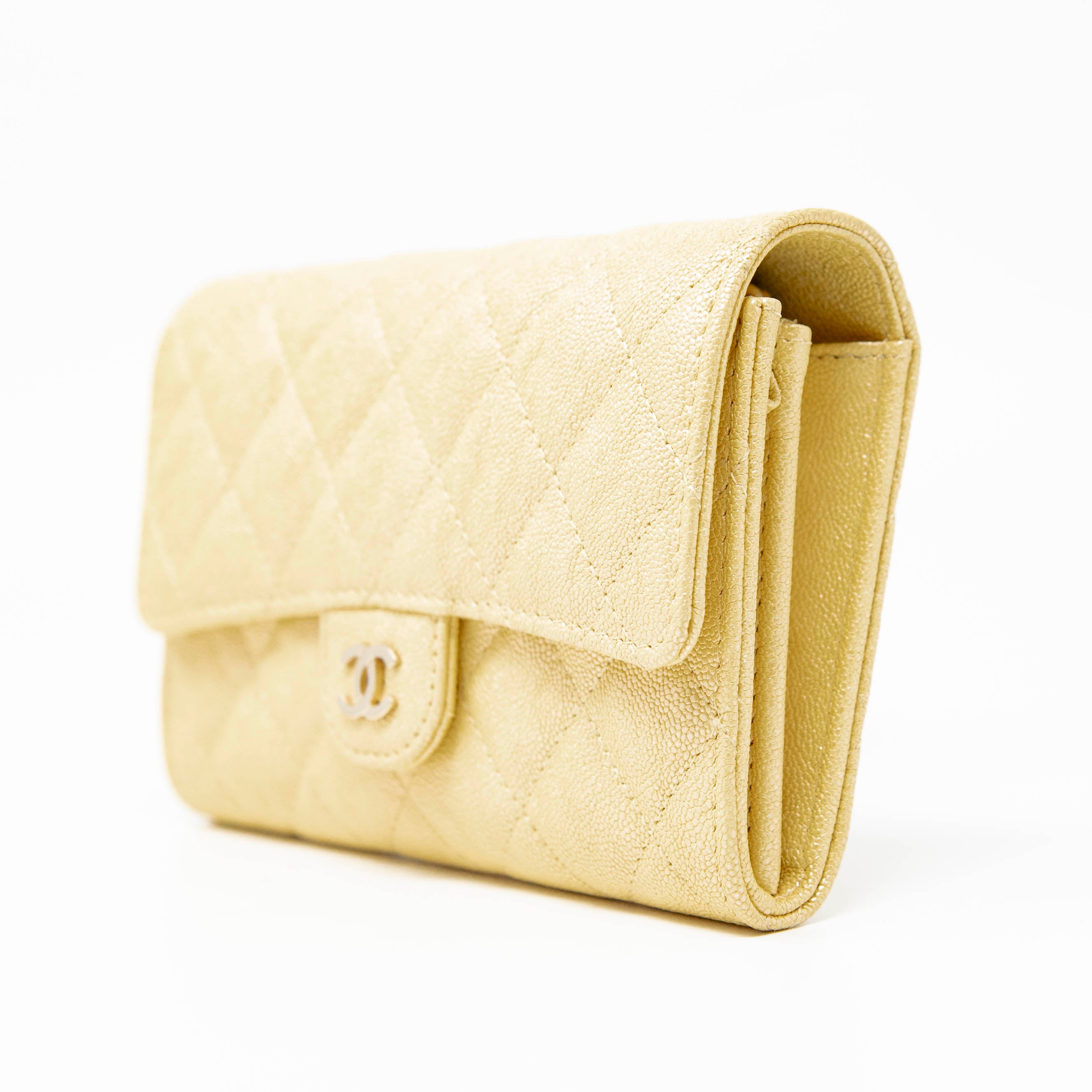 Chanel Yellow Iridescent Mini Wallet On Chain